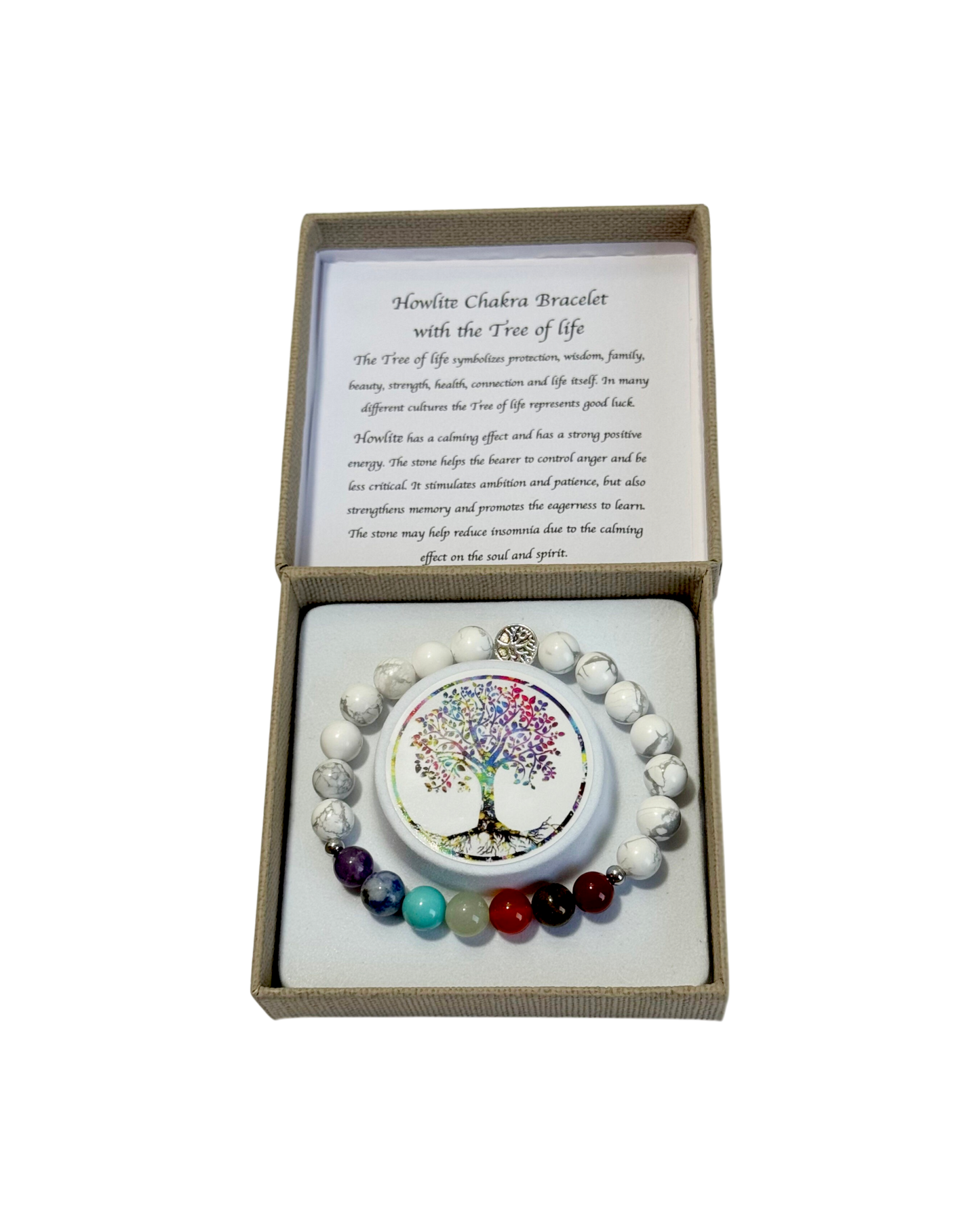 Chakra Bracelet White Howlite & Tree of Life Bead