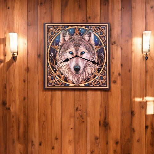 Celtic Wolf Head Clock