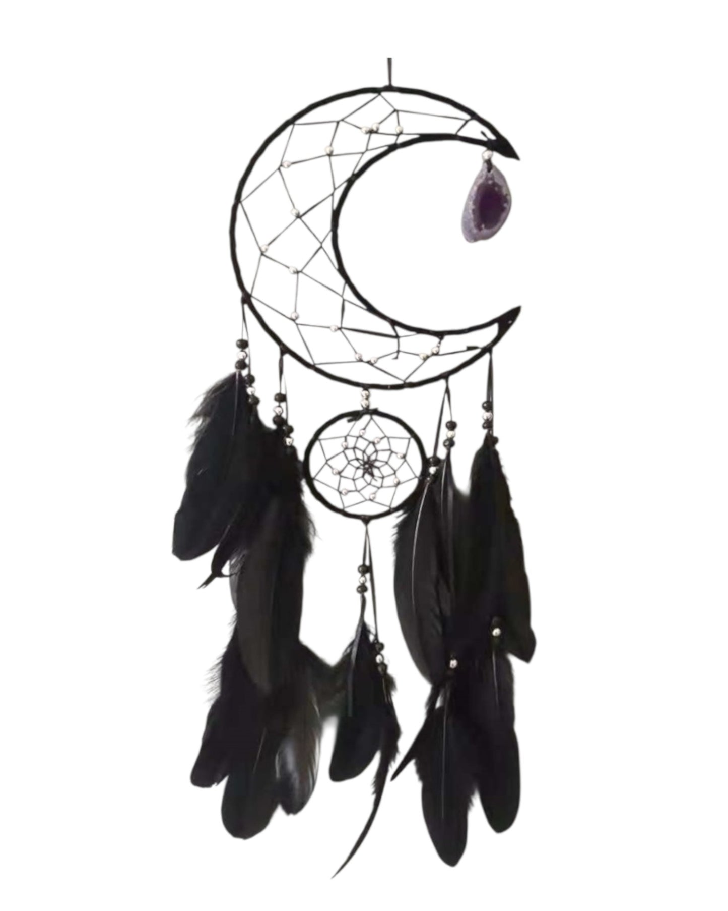 Black Moon with Agate Dreamcatcher 20cm
