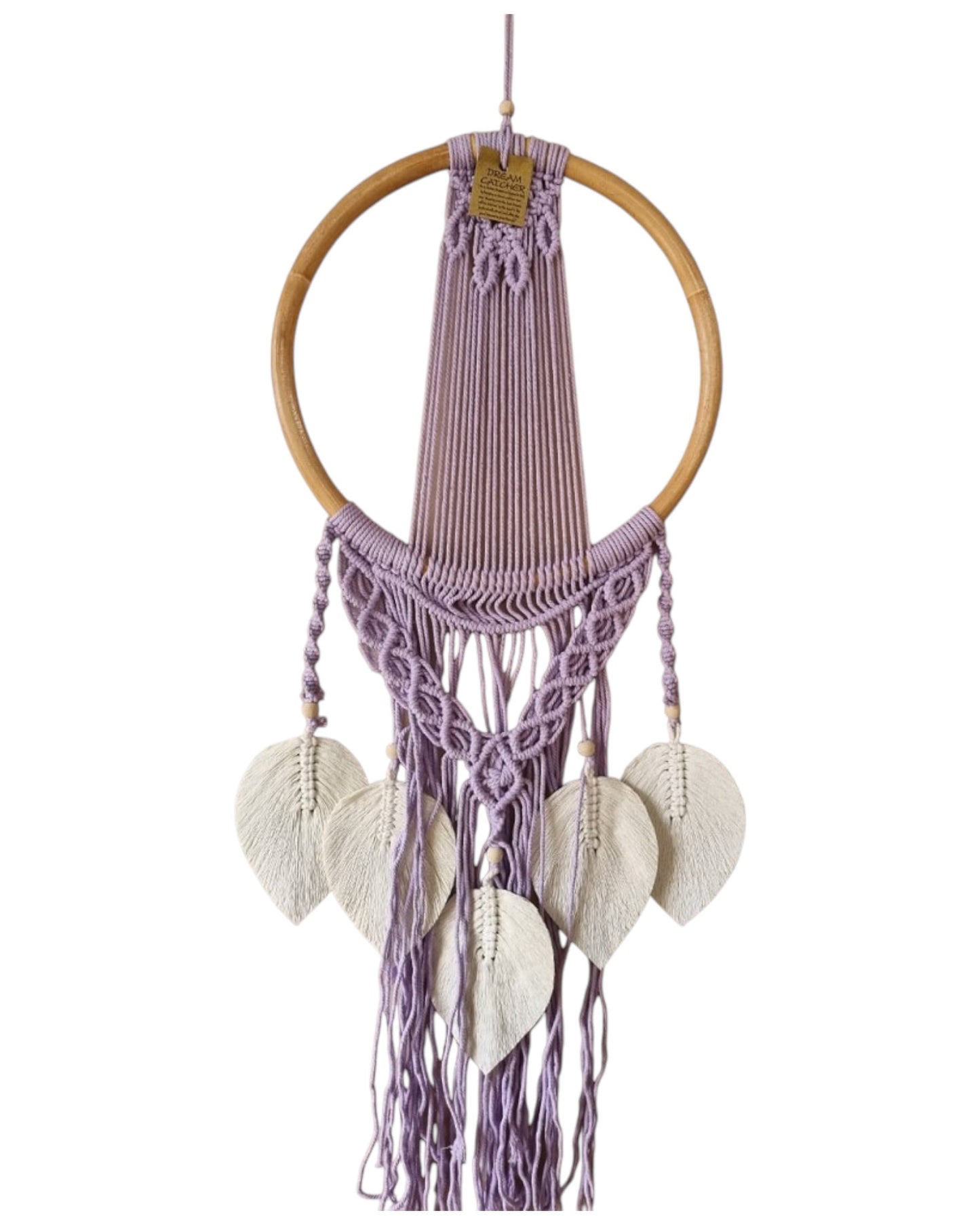 Purple Dreamcatcher with 5 White Leaves 32cm NEW!