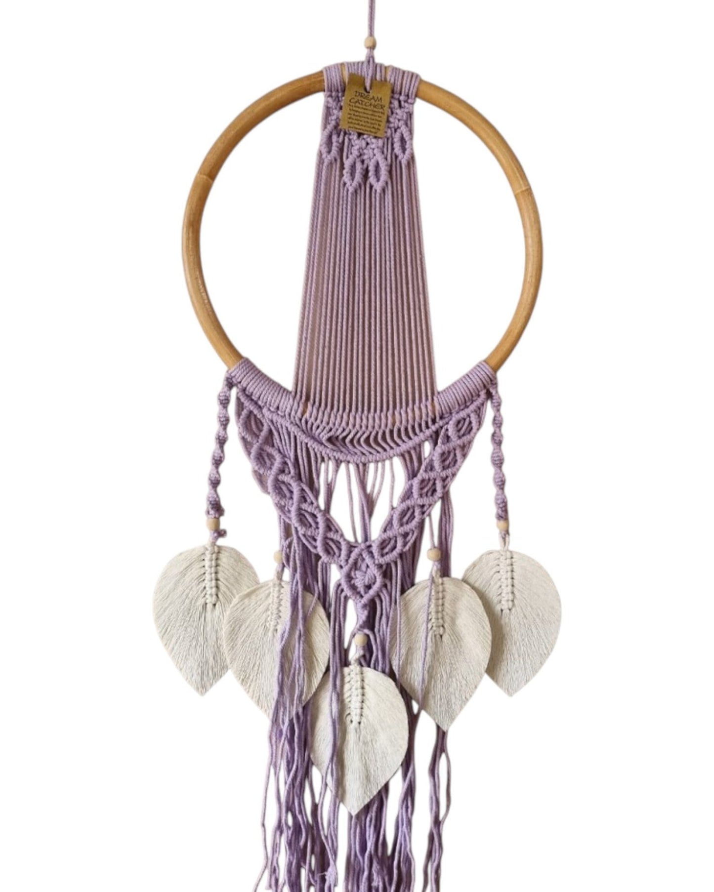Purple Dreamcatcher with 5 White Leaves 32cm