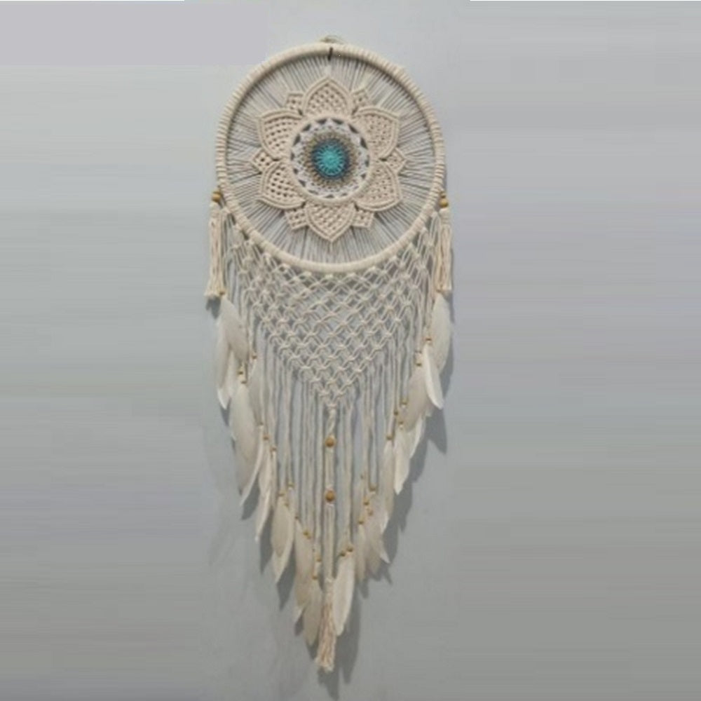 Natural with Teal Flower Dreamcatcher 40cm