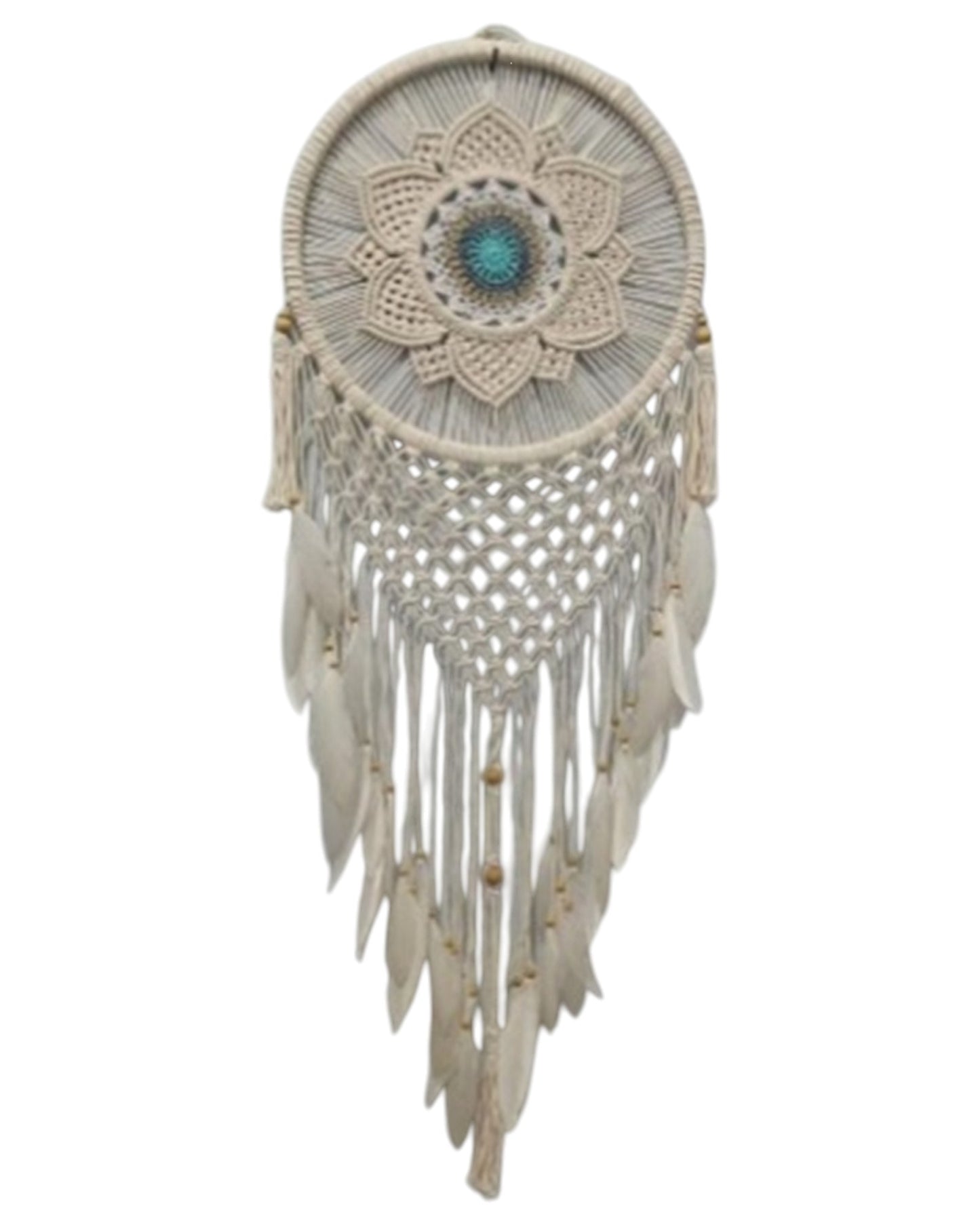 Natural with Teal Flower Dreamcatcher 40cm