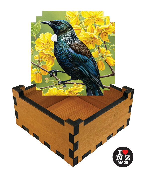 Tui in Kowhai Rimu Veneer Giftbox