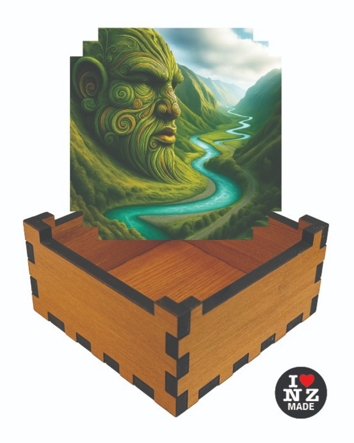 Maori Maunga and Awa Green Rimu Veneer Giftbox