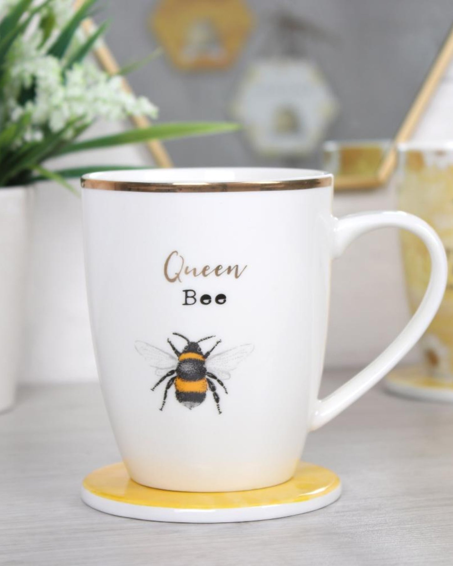 Queen Bee Ceramic Mug and Coaster Set
