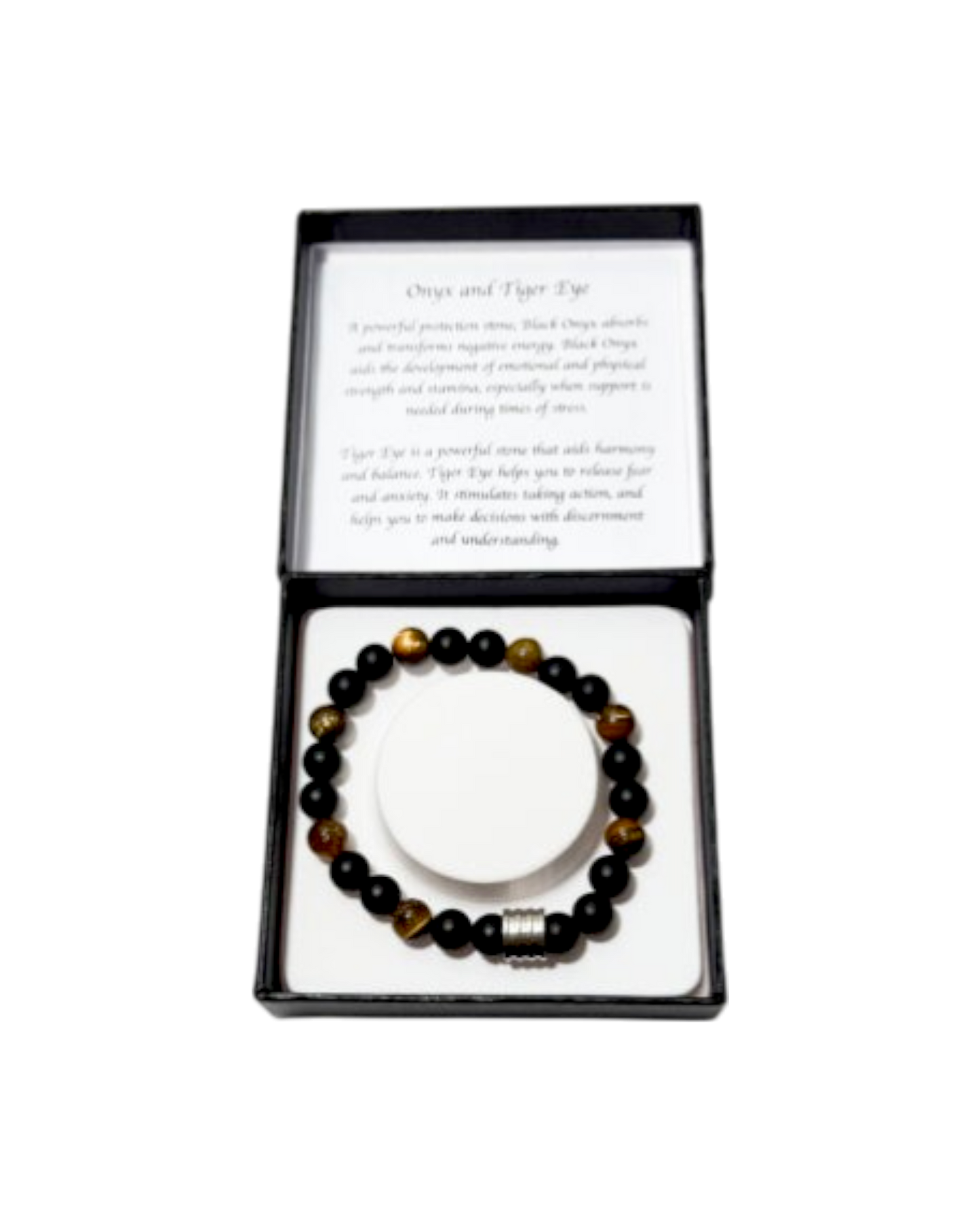 Men’s Bracelet Matte Onyx+Tiger Eye & 4 Ring Bead