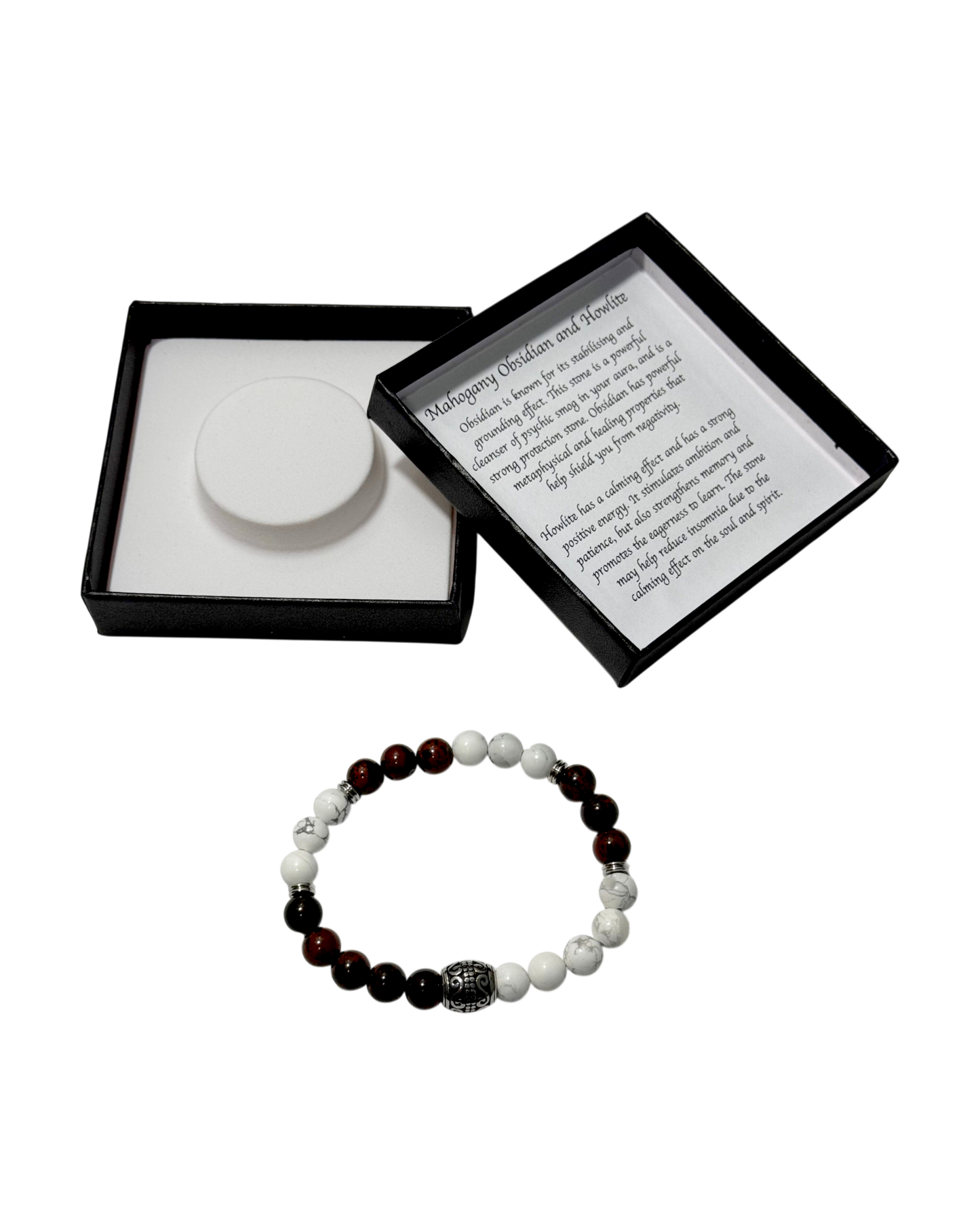 Men’s Bracelet Mahogany Obsidian & American Howlite