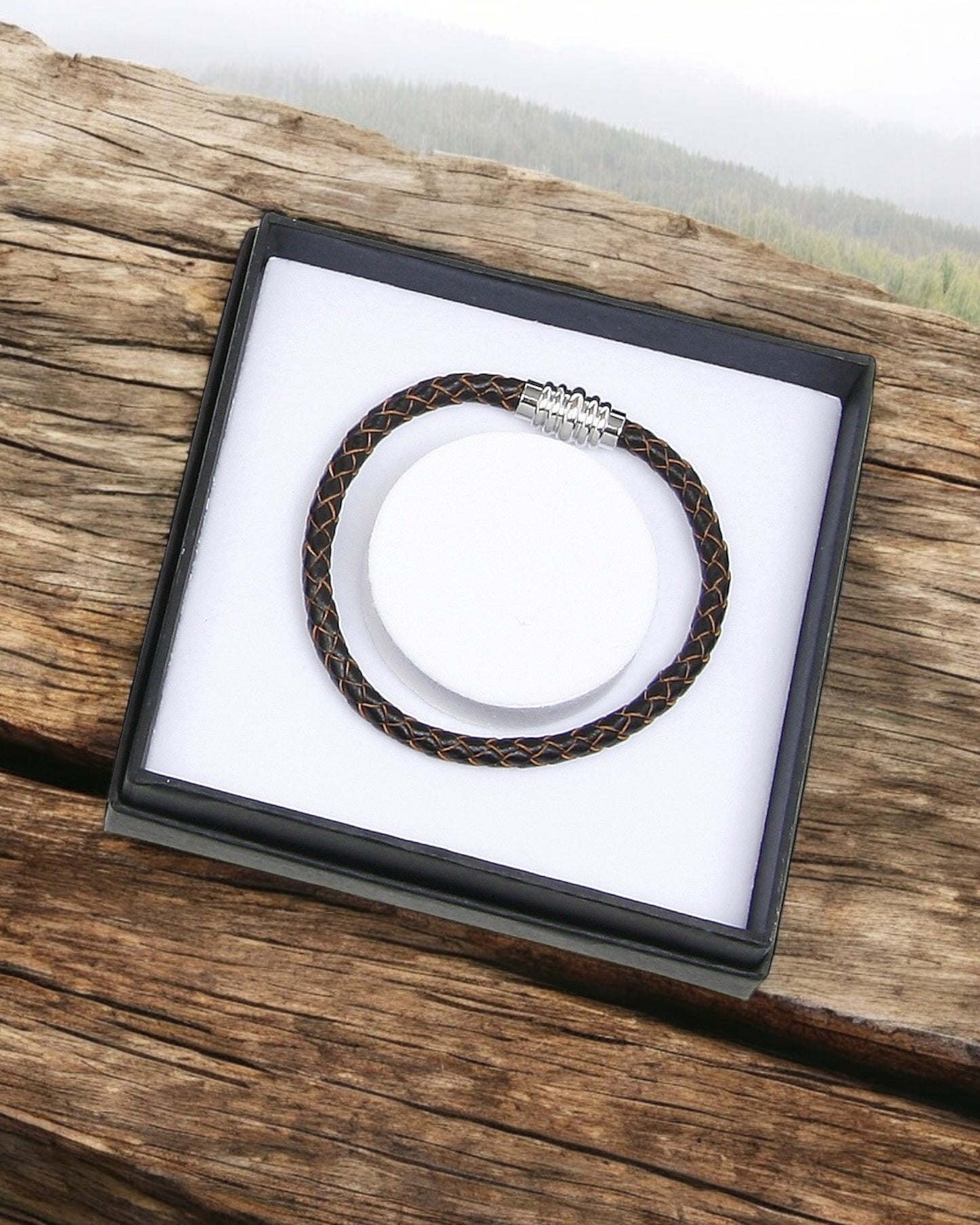 Equilibrium Men Leather Brown Bracelet