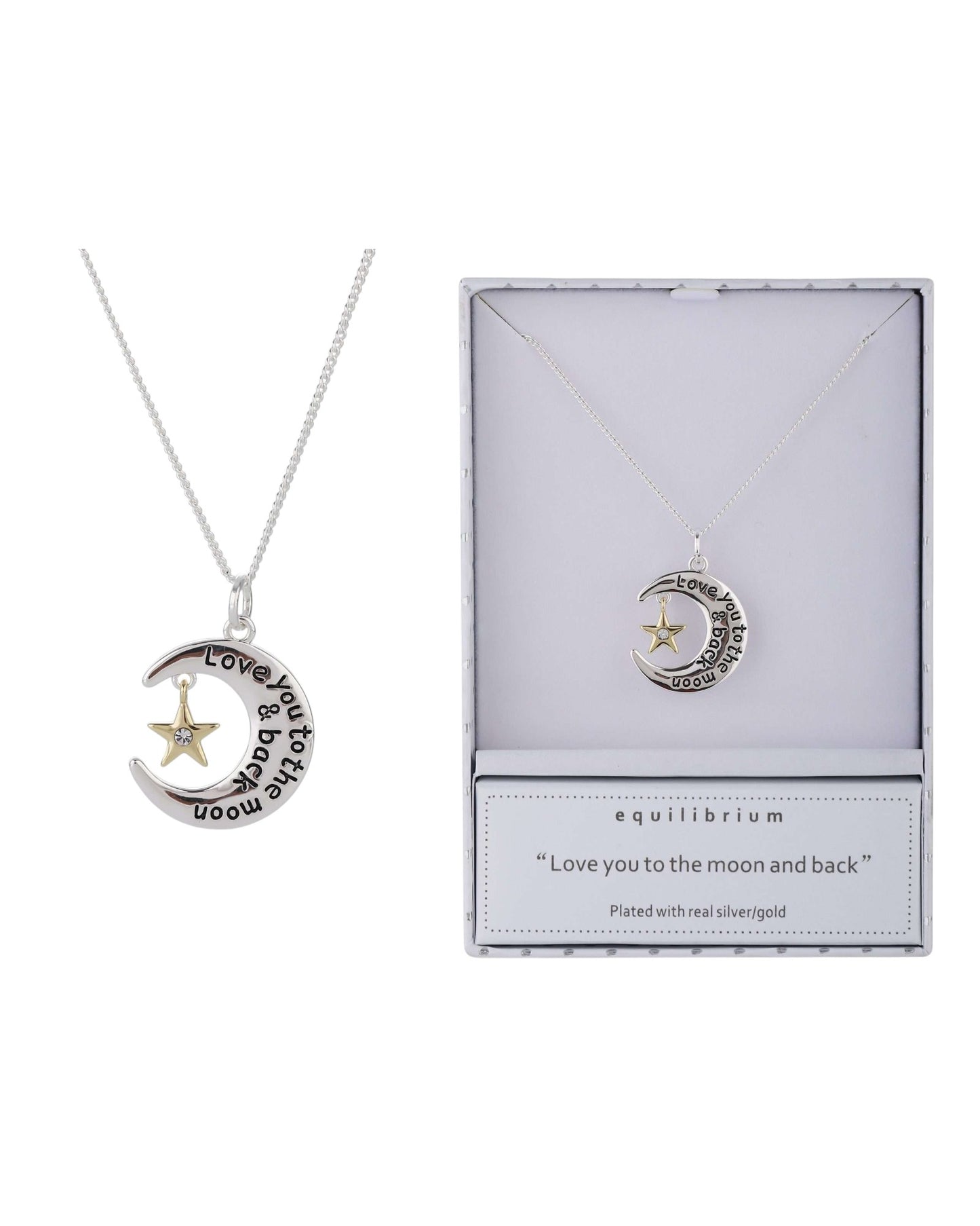 Equilibrium Moon Necklace Two Toned Silver & Gold