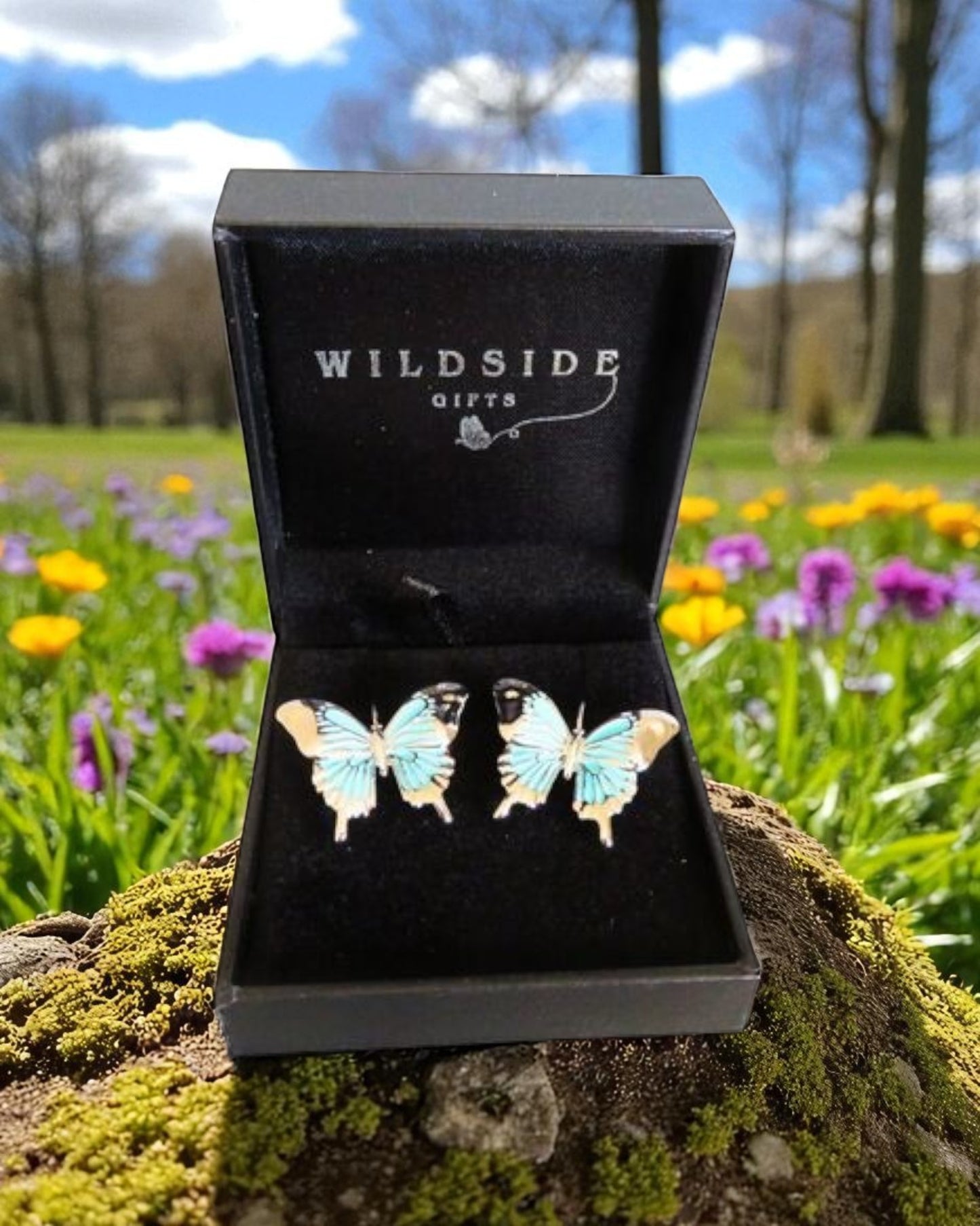 Blue Butterfly Drop Earrings