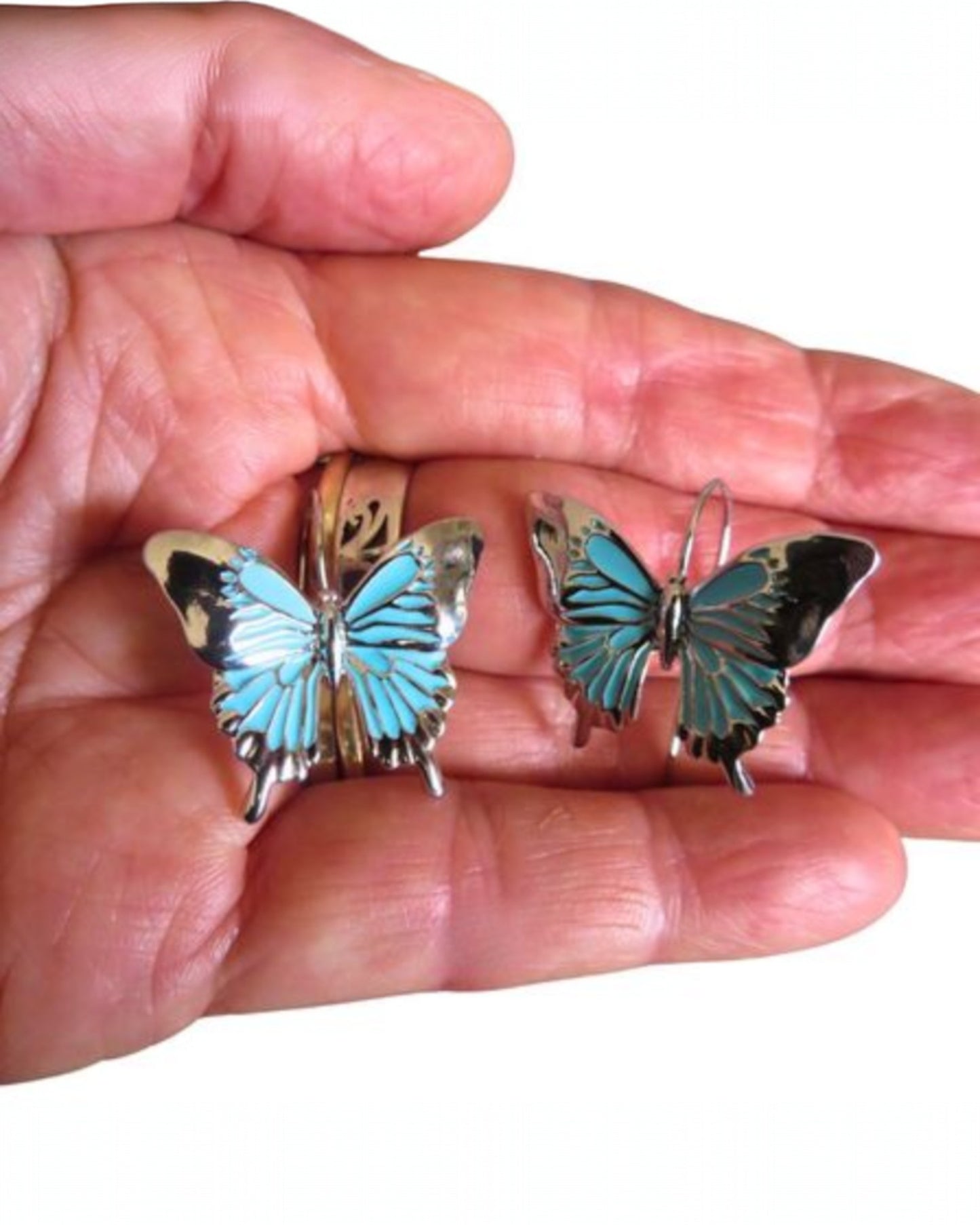 Blue Butterfly Drop Earrings