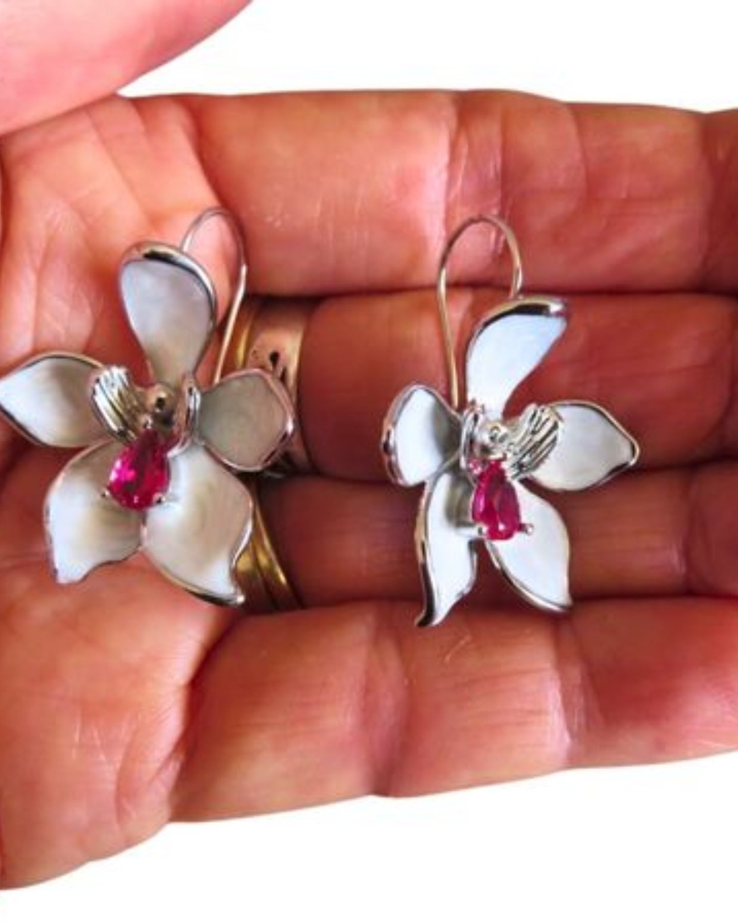 White Orchid Earrings