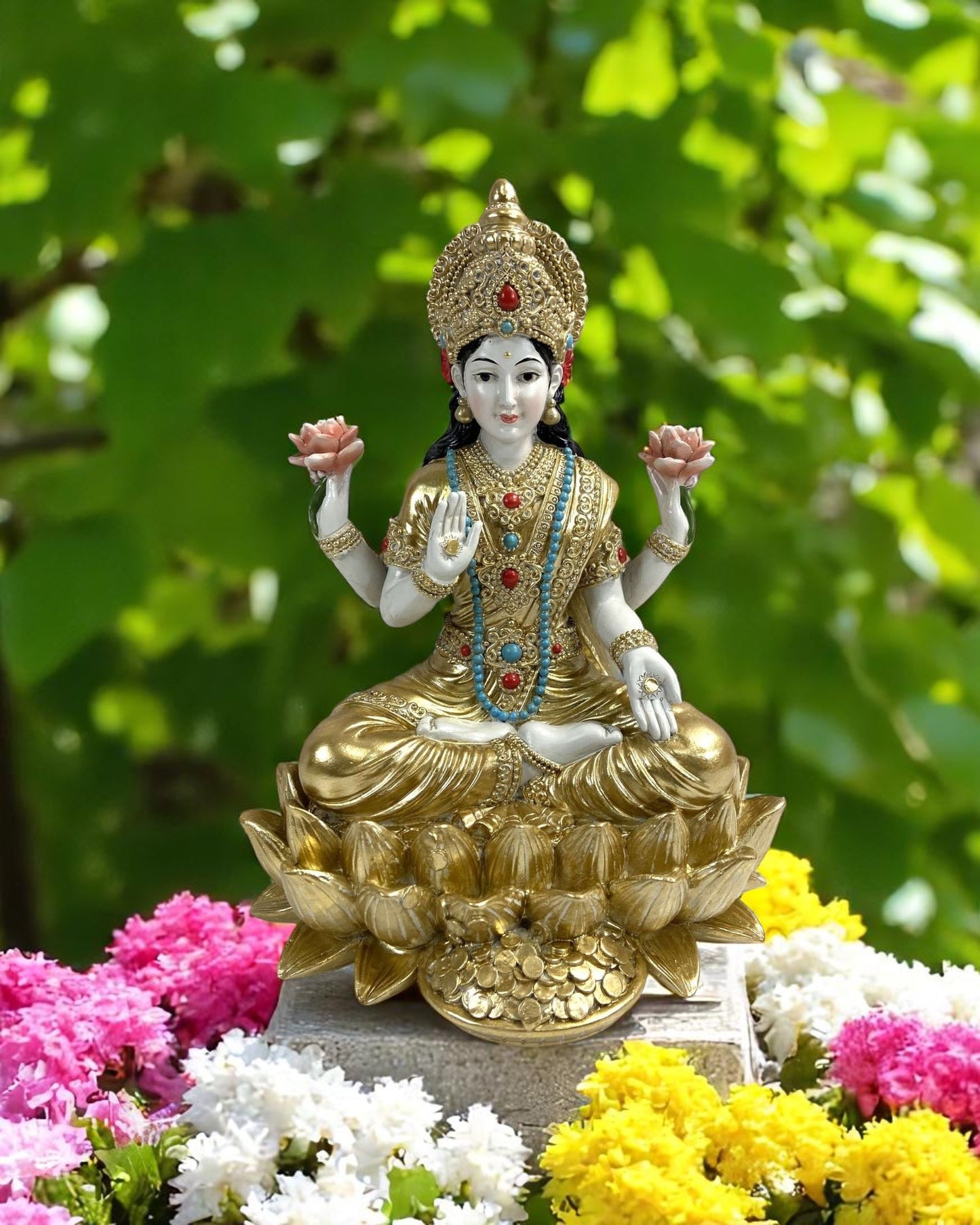 Lakshmi with Lotus Figurine