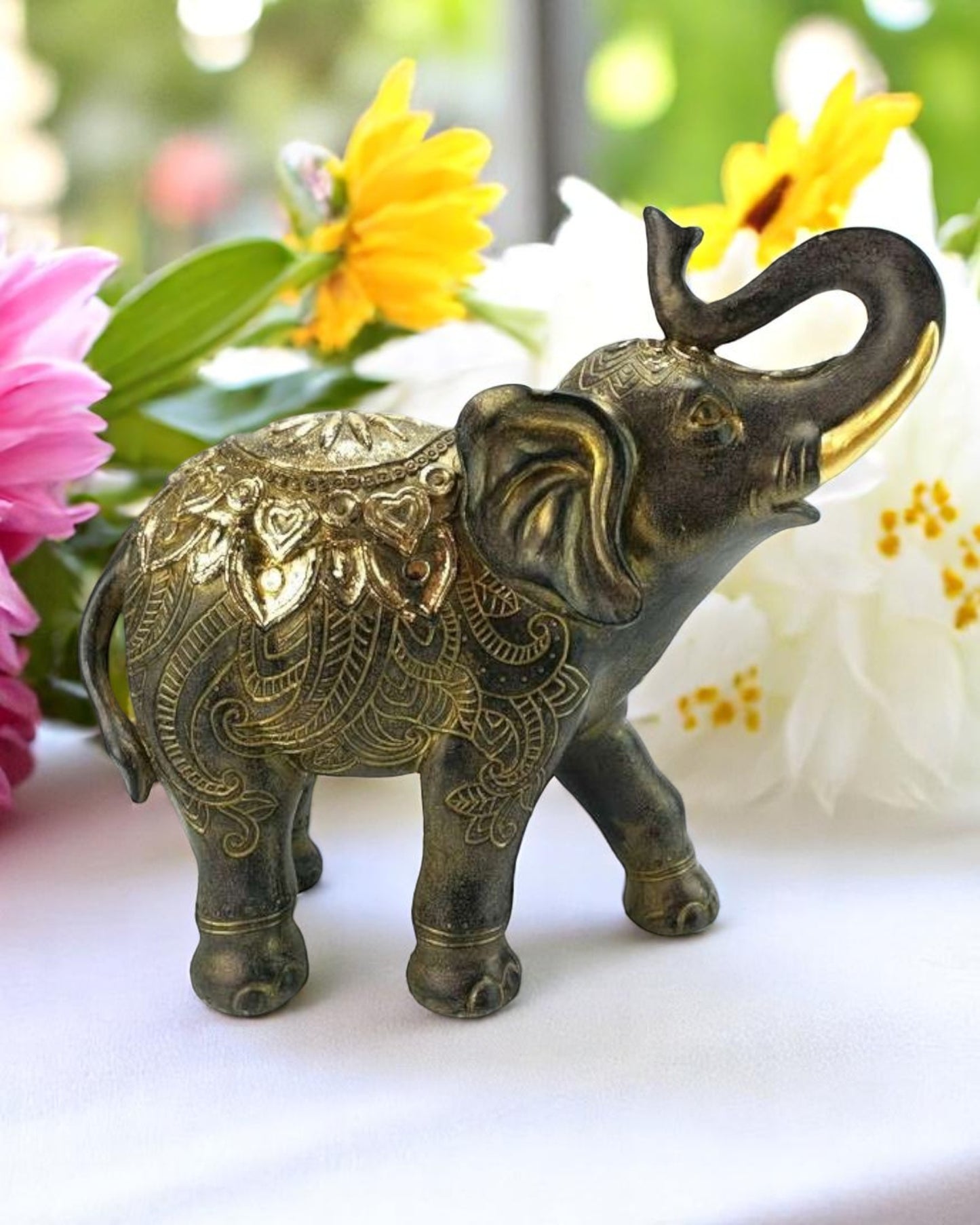 Standing Black & Gold Elephant