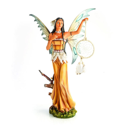 Fairy with Dreamcatcher and Eagle Companion Figurine