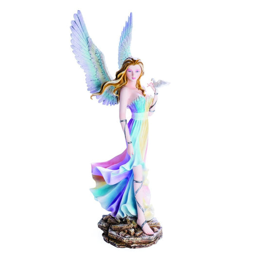 Large Rainbow Angel with Dove Figurine