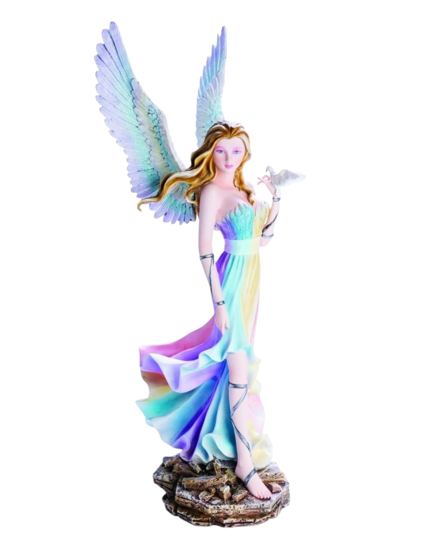 Large Rainbow Angel with Dove Figurine - LAST ONE