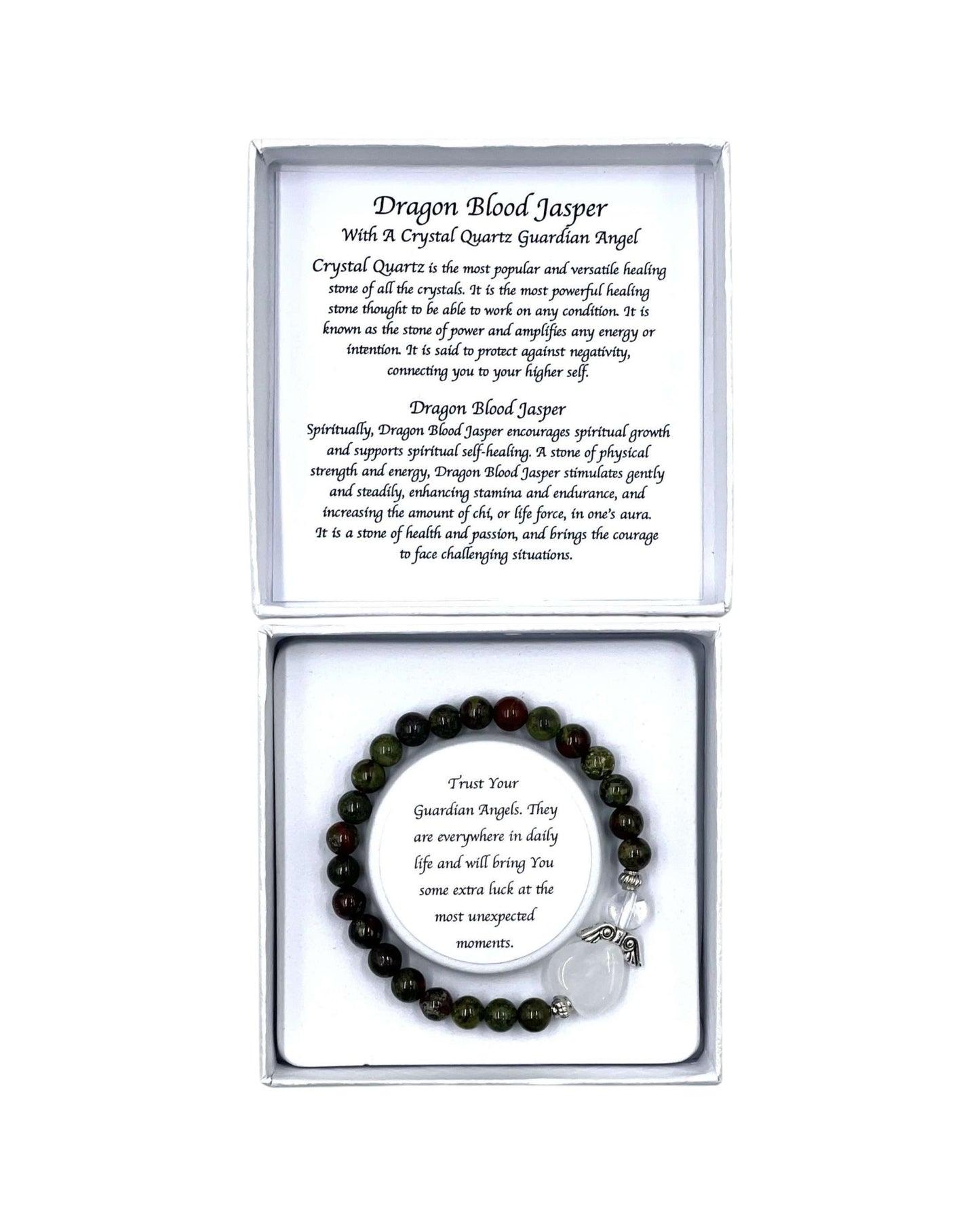Dragon Blood Jasper Crystal Heart Guardian Angel Bracelet