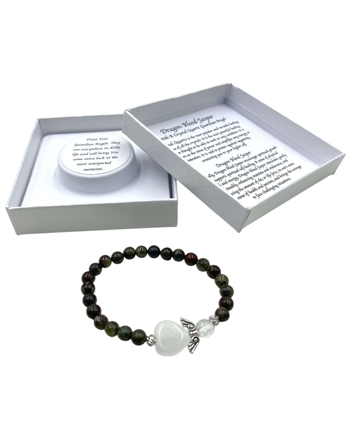 Dragon Blood Jasper Crystal Heart Guardian Angel Bracelet