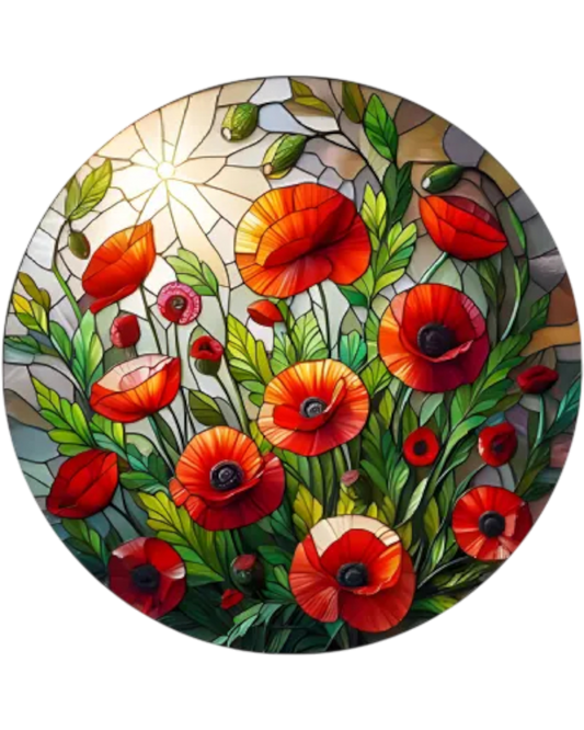 Poppies Stained Glass Hanger