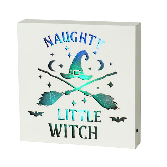 Naughty Witch  Colour Changing LED Plaque NEW!
