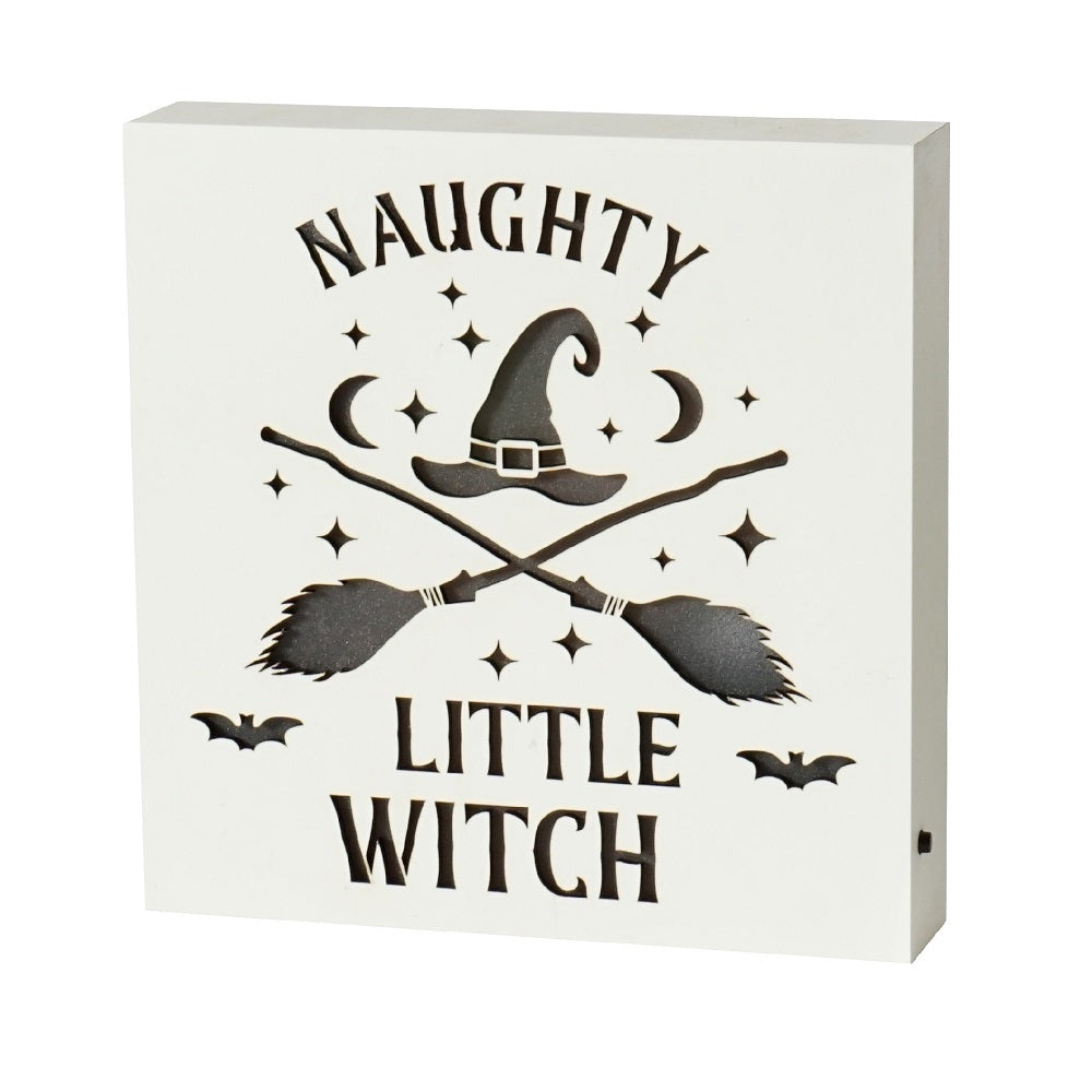 Naughty Witch Colour Changing LED Plaque NEW!