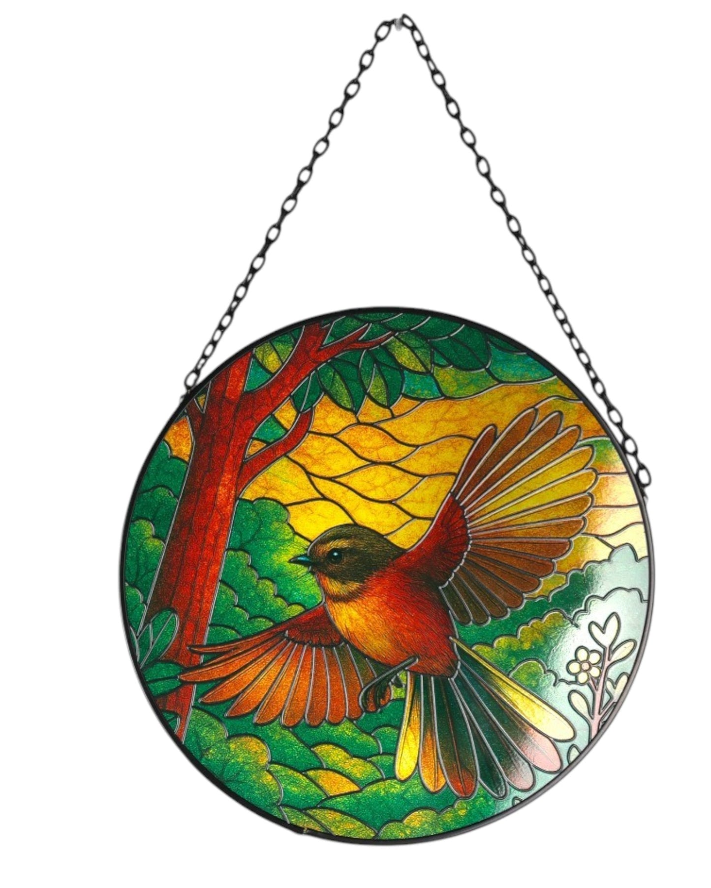 Fantail in Native Forest Suncatcher 25cm - NEW