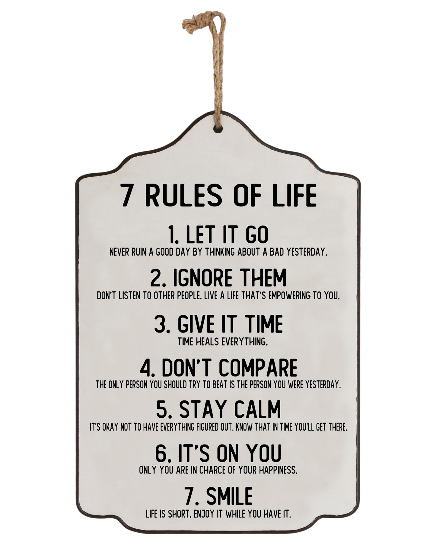 Plaque "7 Rules of life" Saying