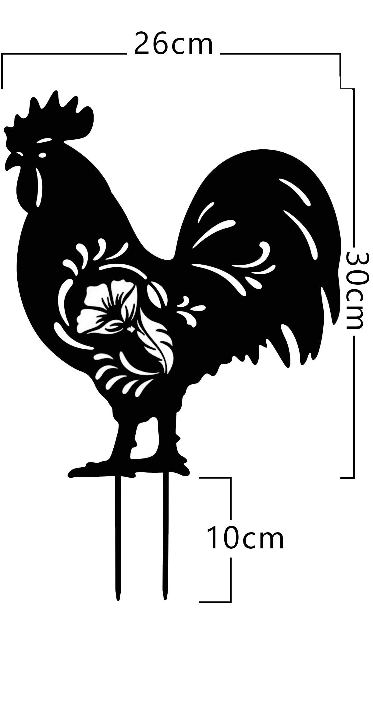 Black Metal Rooster Garden spike