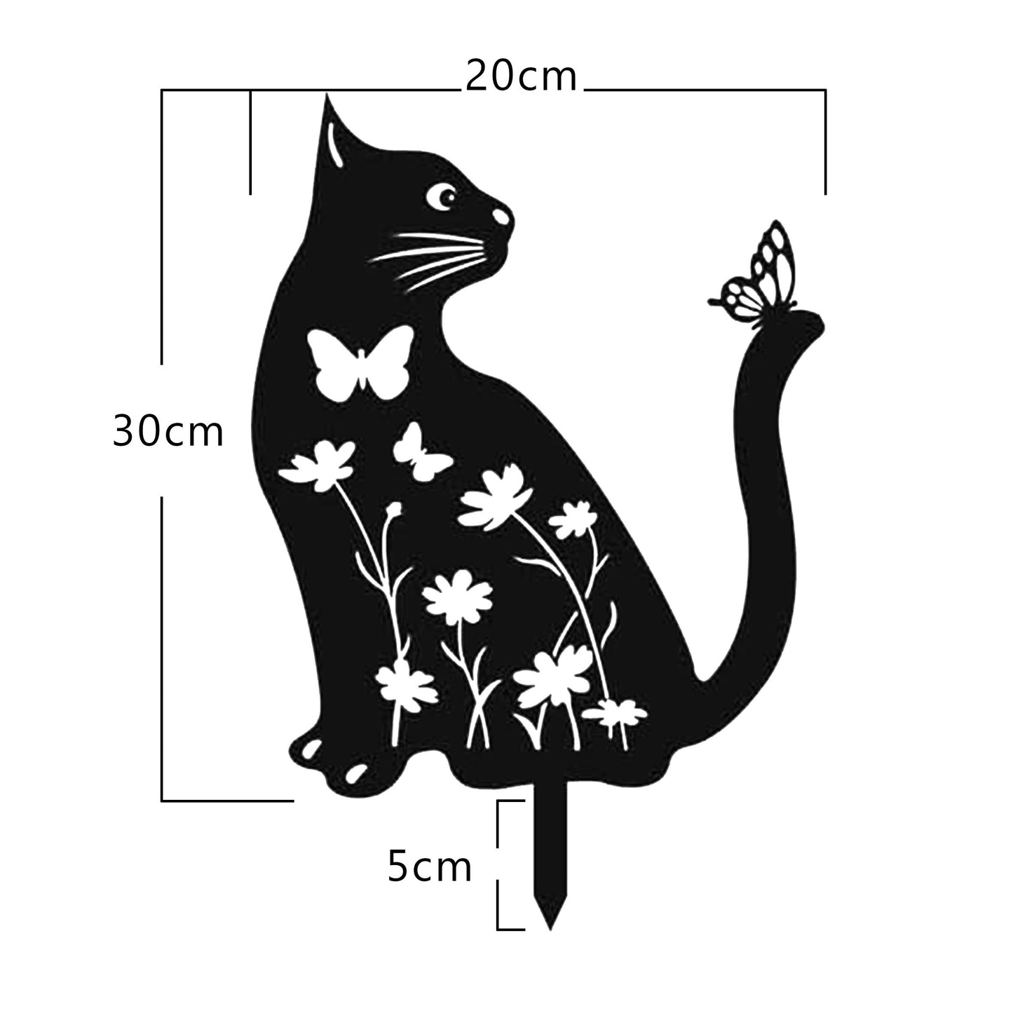 Black Metal Cat Sitting Garden spike