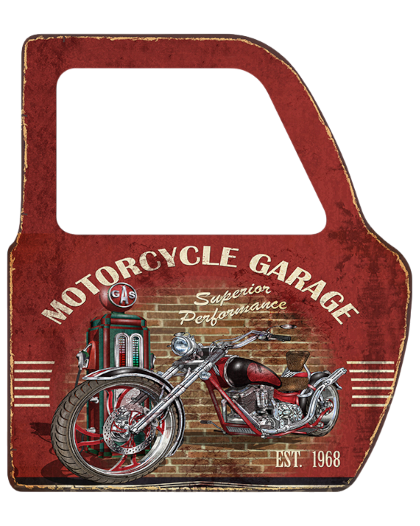 Sign Car Door - Motorcycle Garage. With Mirror