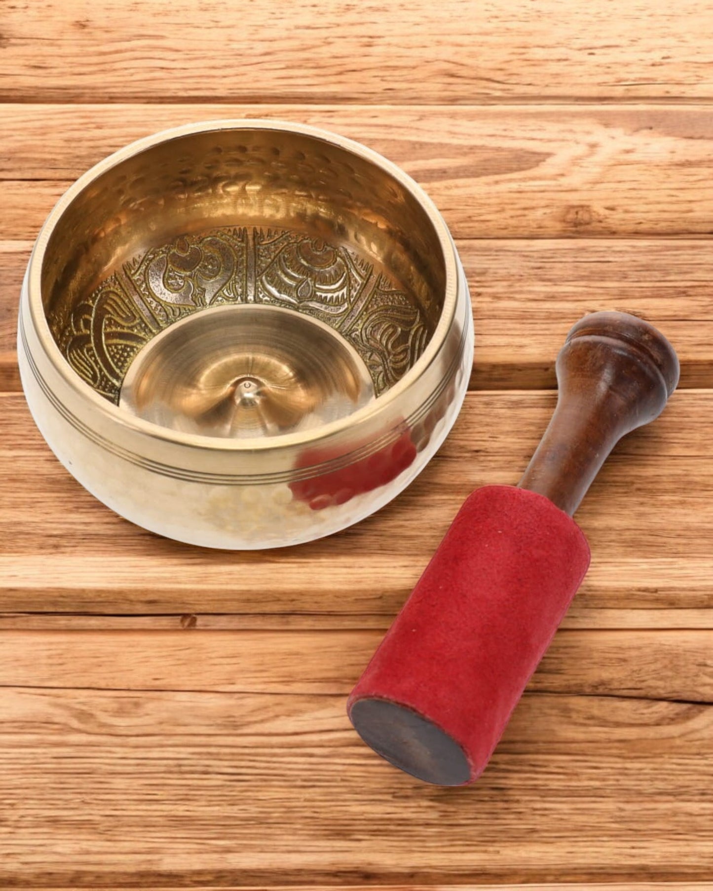 SINGING BOWL - Brass Hammered - Auspicious Symbols