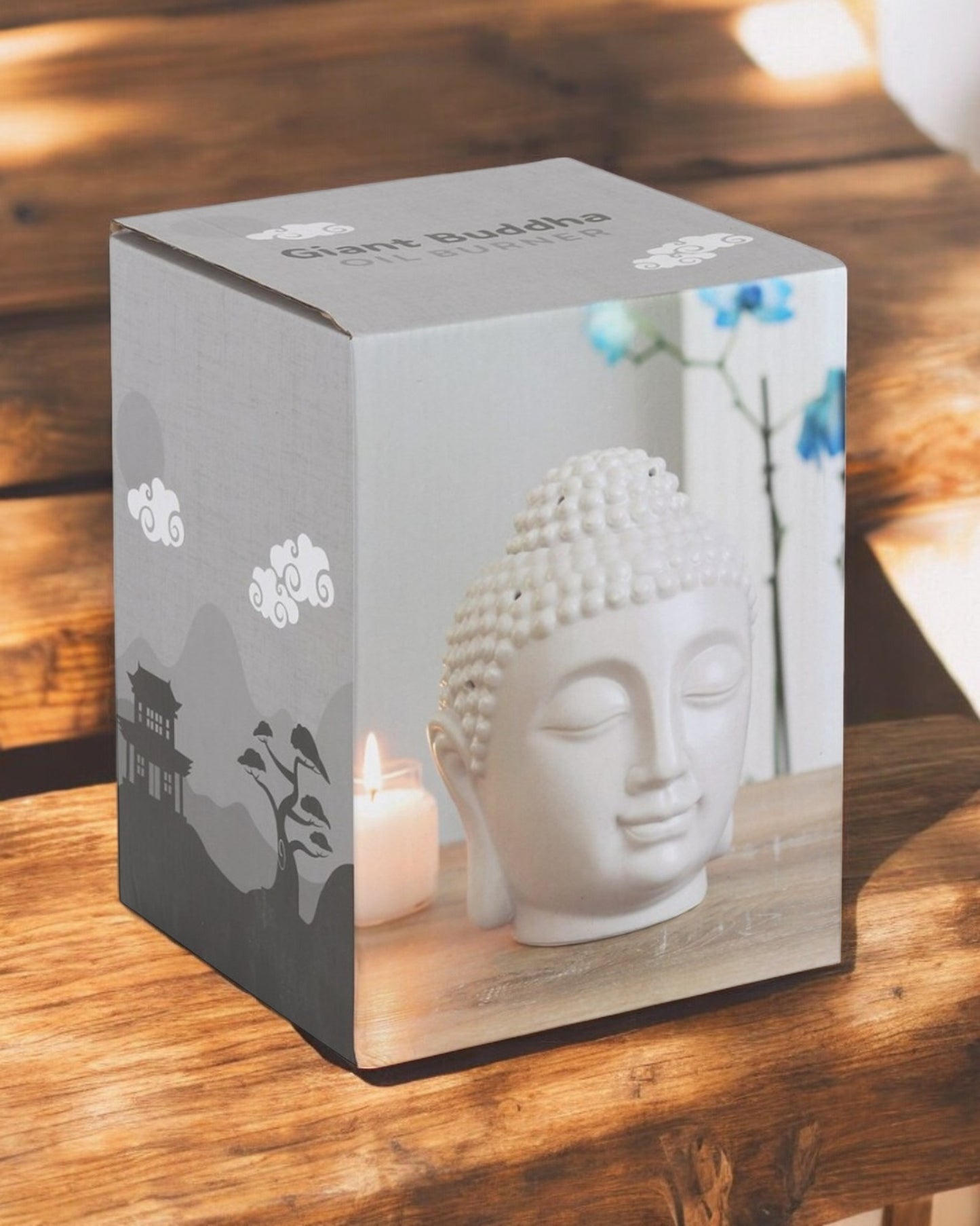 Large Grey Buddha Head Oil Burner NEW