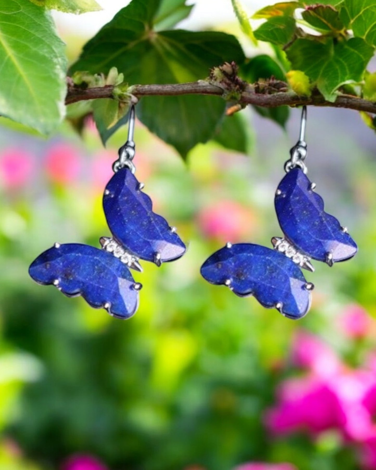 Crystal Butterfly drop earrings