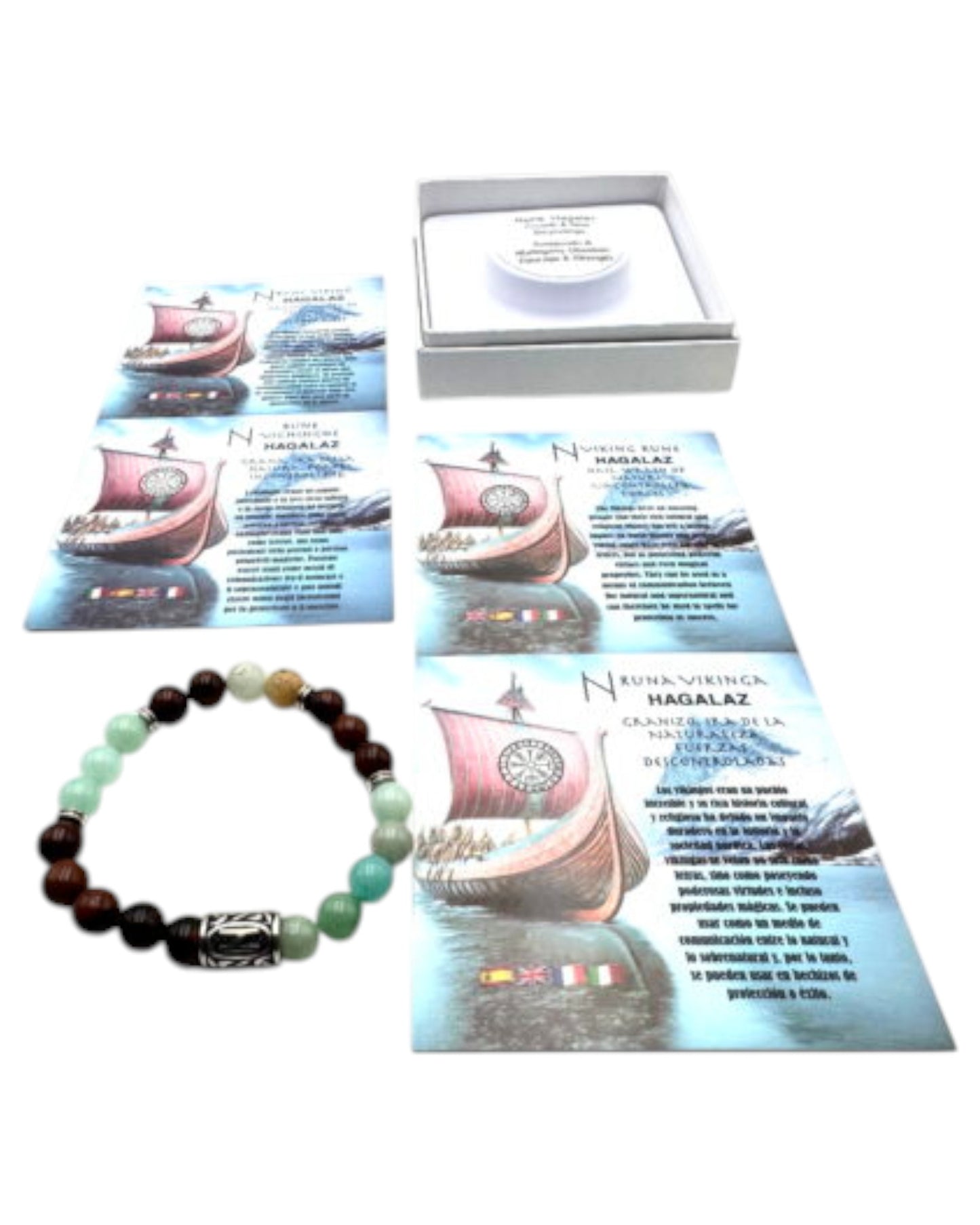 Rune bracelet Amazonite & Mahogany Obsidian Hagalaz