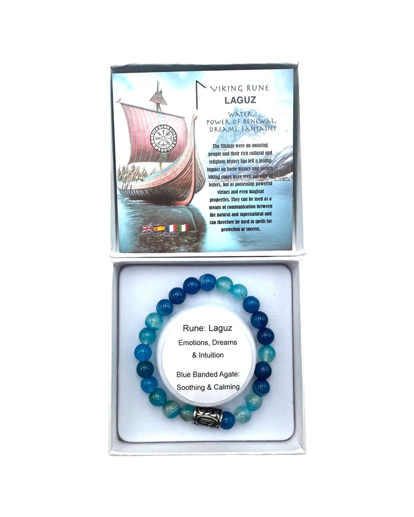 Rune bracelet Aqua Blue Banded Agate Laguz