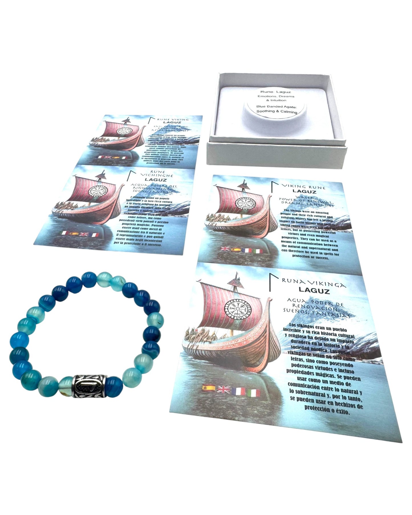 Rune bracelet Aqua Blue Banded Agate Laguz