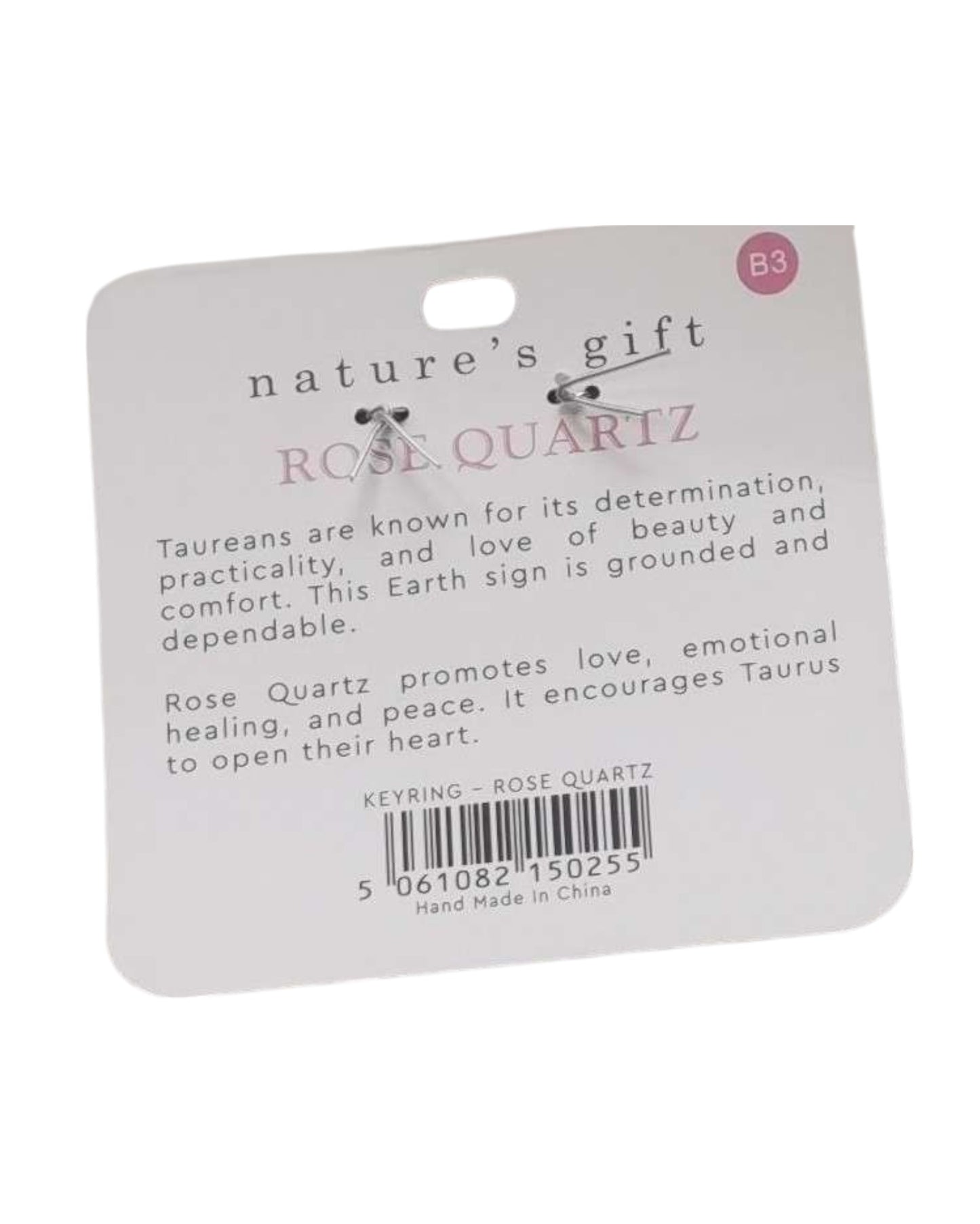 Rose Quartz- Taurus Keyring