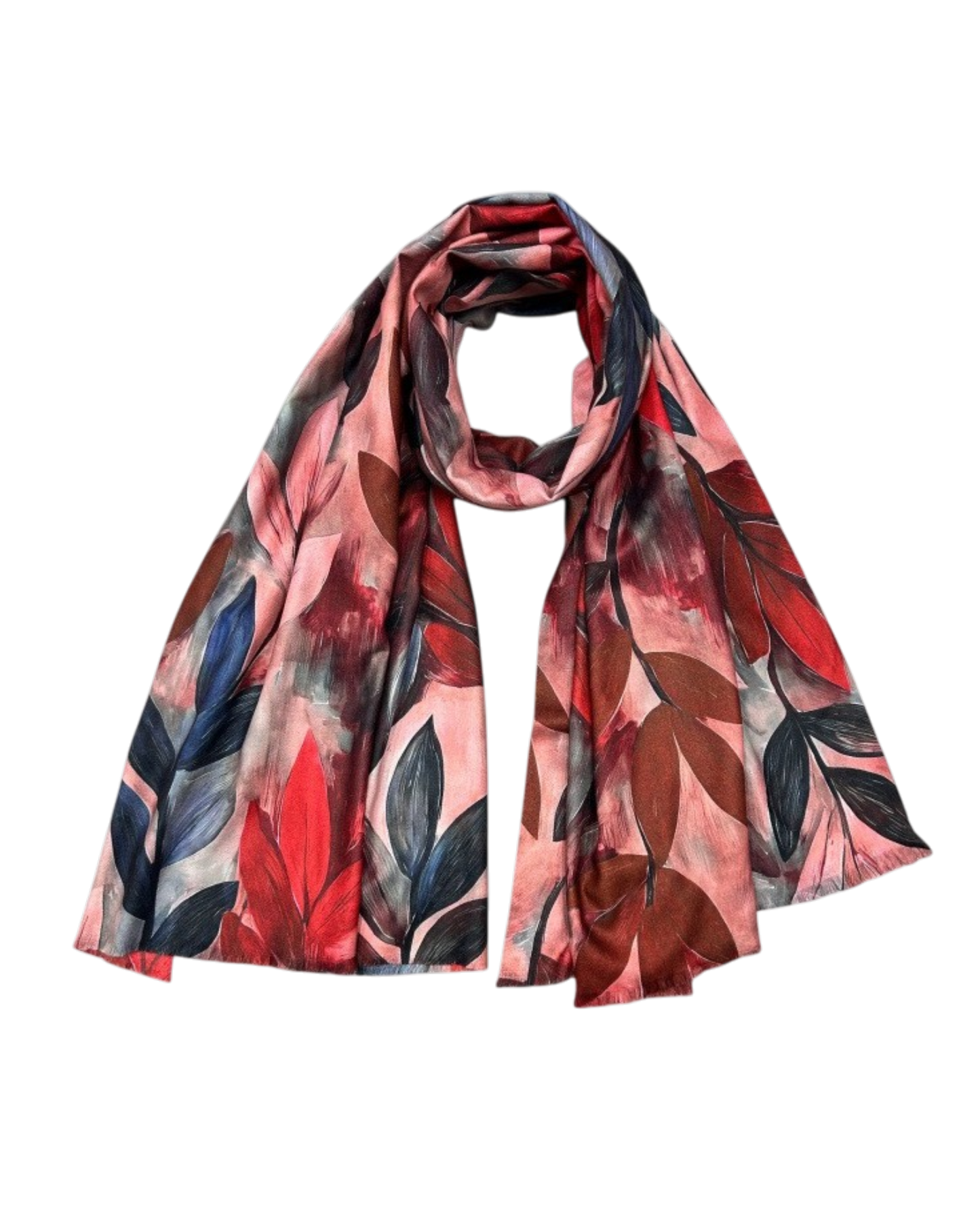 Trailing Leaves Scarf - Red