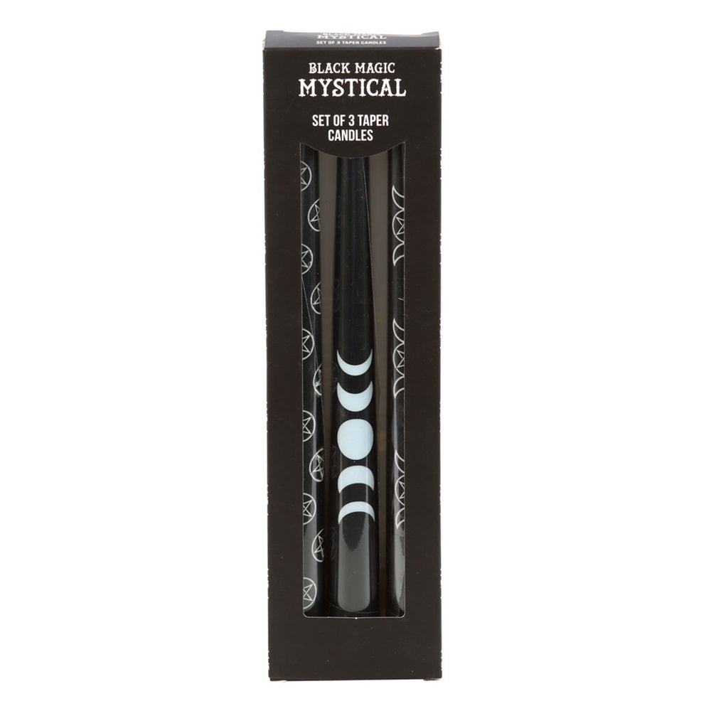 Set of 3 of Black Magic Taper Dinner Candles NEW!