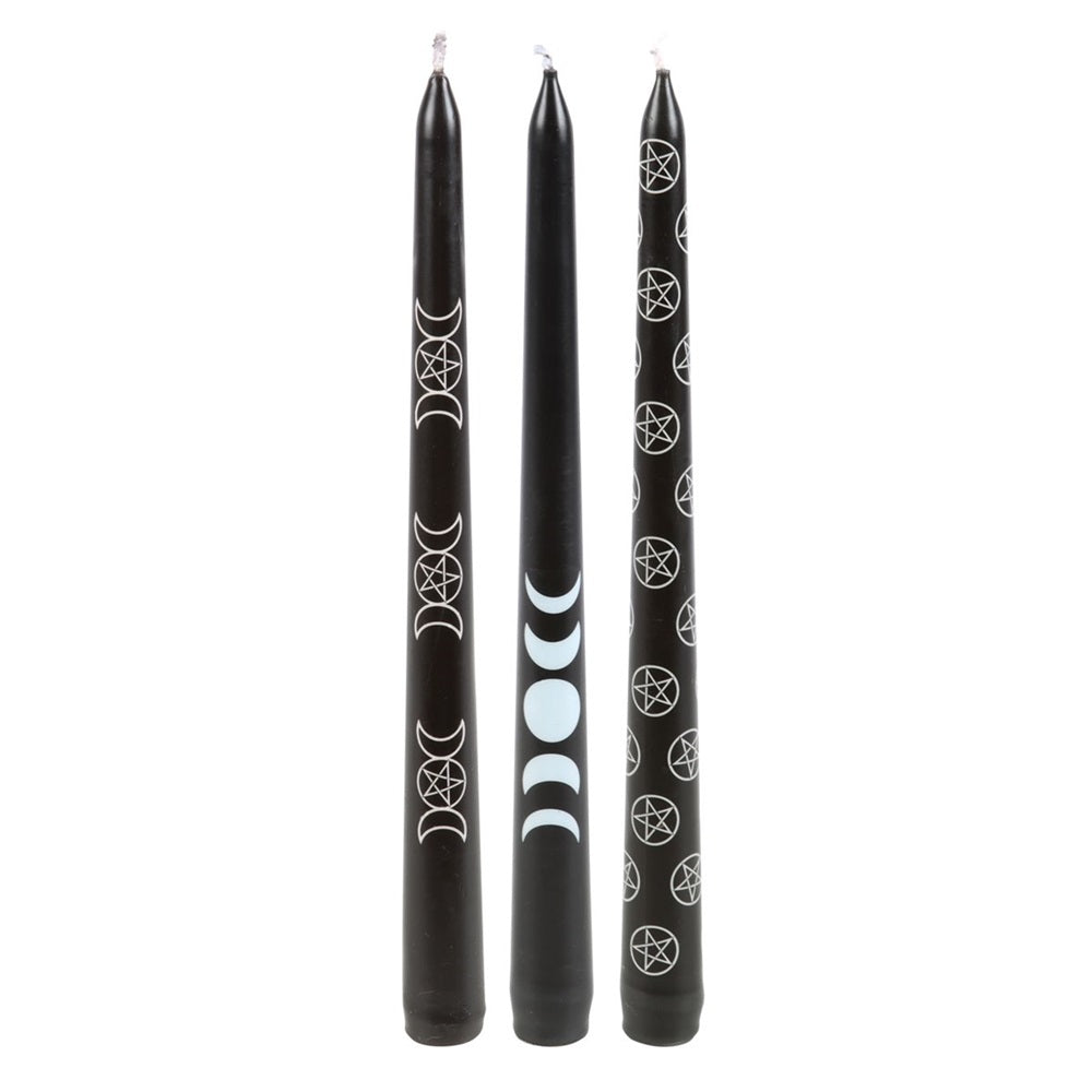 Set of 3 of Black Magic Taper Dinner Candles NEW!