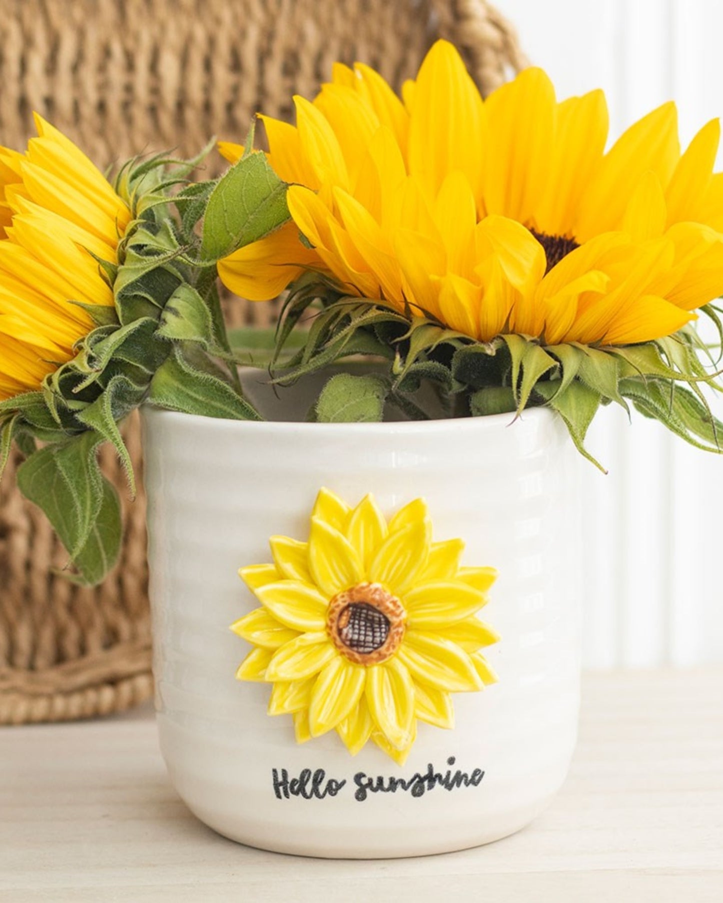 Plant Pot with 3D Sunflower