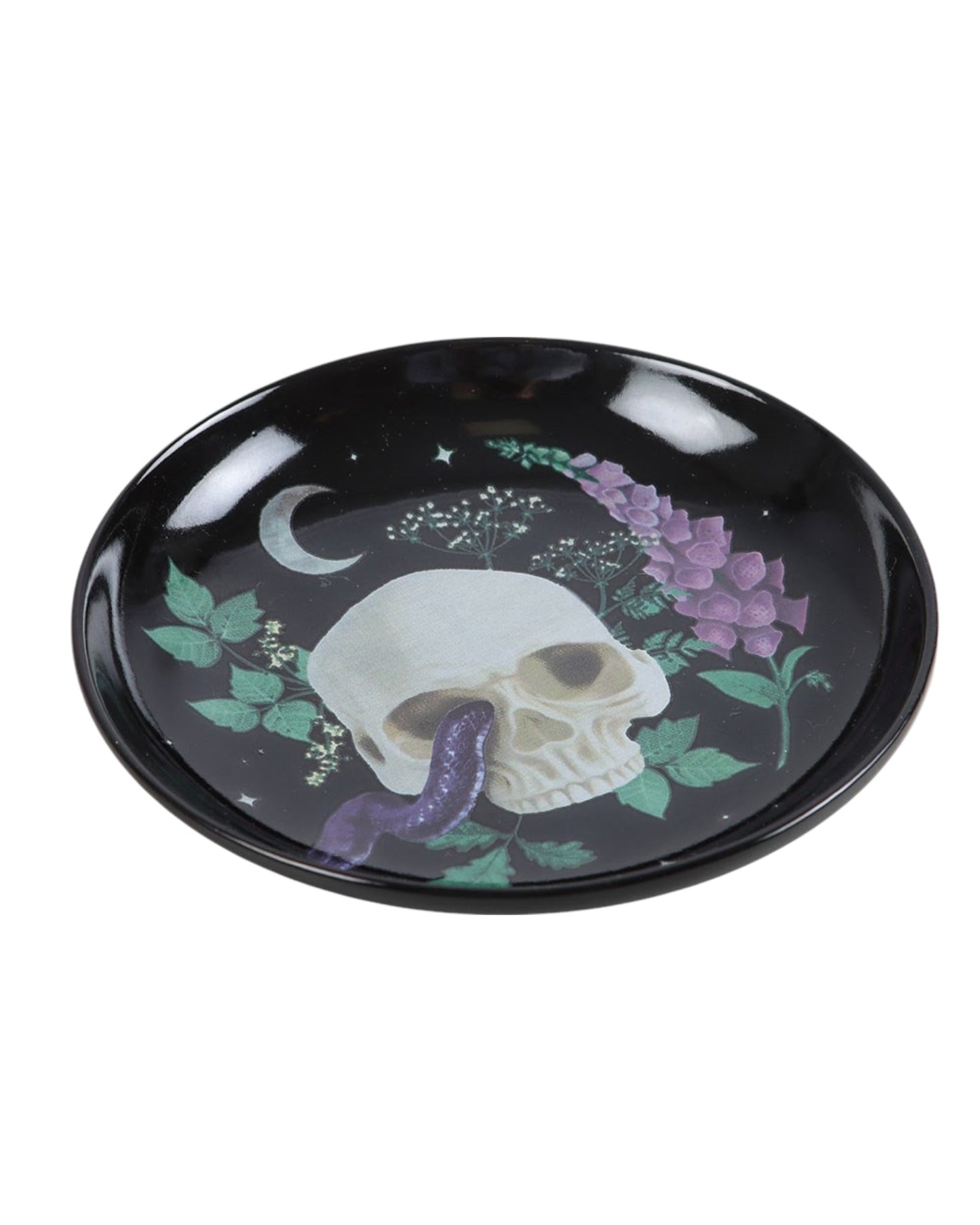 Venom & Vines Skull with Snake Ceramic Trinket Dish NEW!