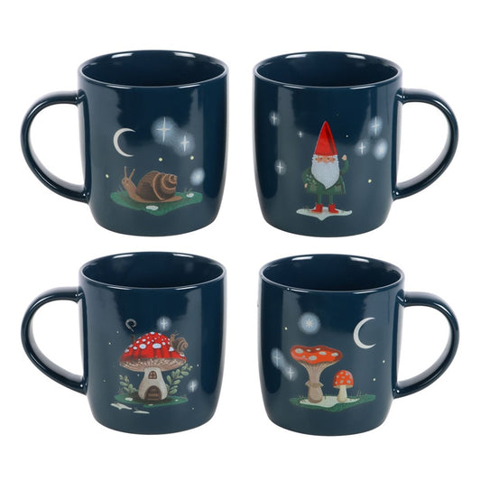 Gnome Sweet Gnome Set of Four Ceramic Mugs NEW!