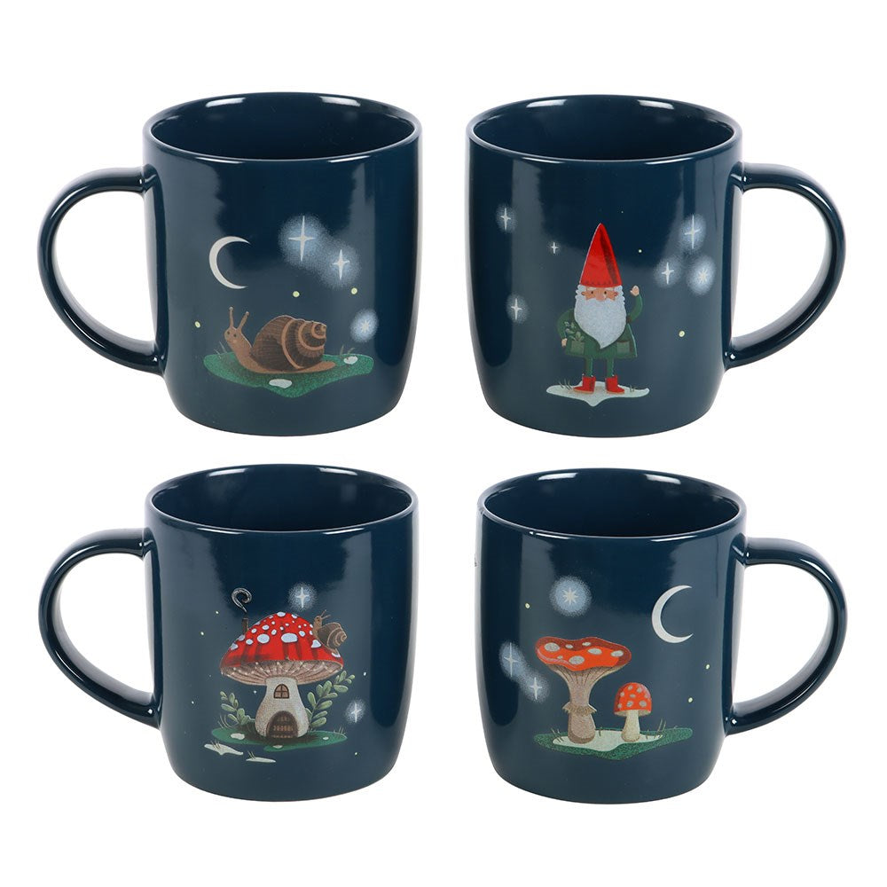 Gnome Sweet Gnome Set of Four Ceramic Mugs NEW!