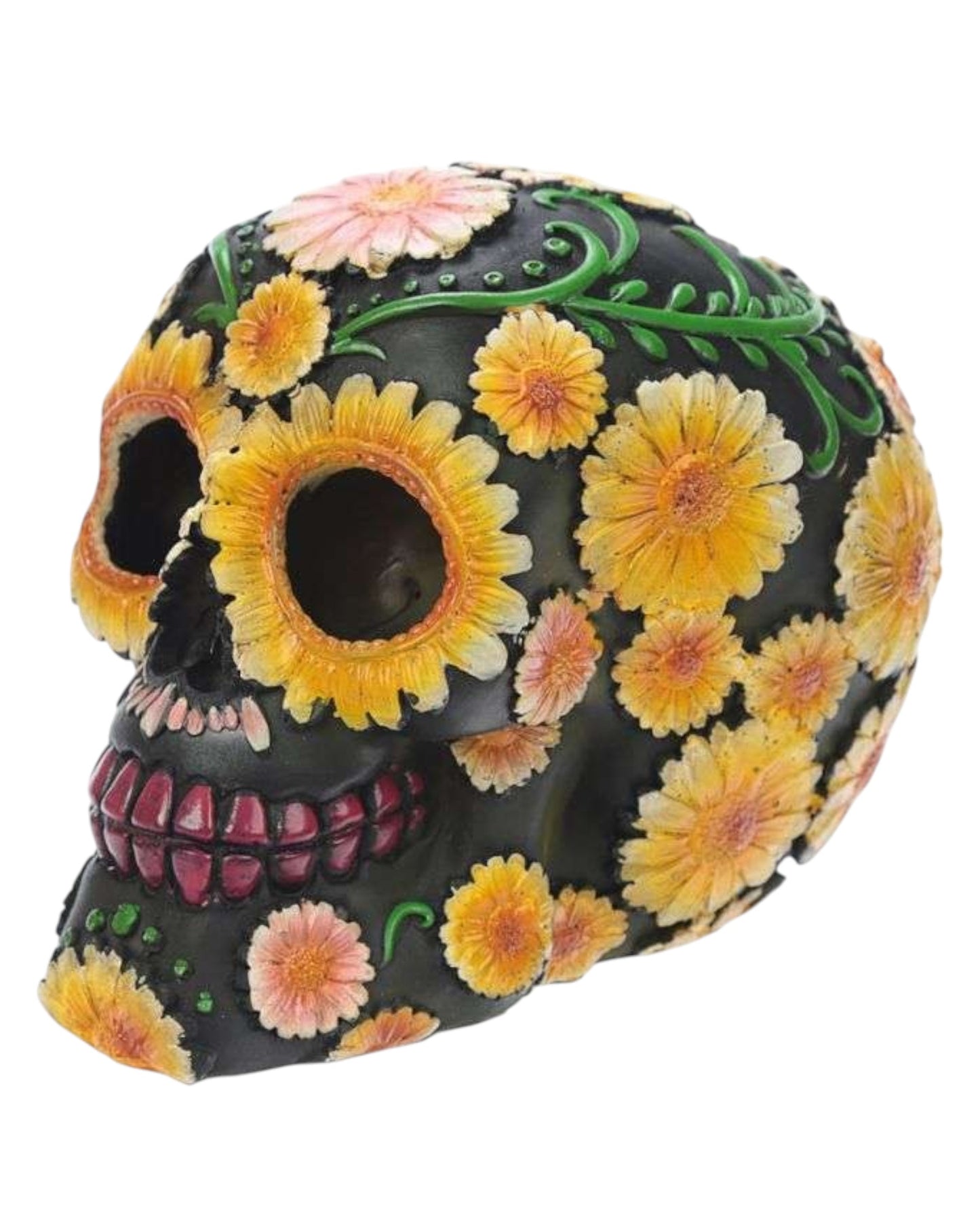 Day of the Dead Skull Head with Daisy Floral Motif