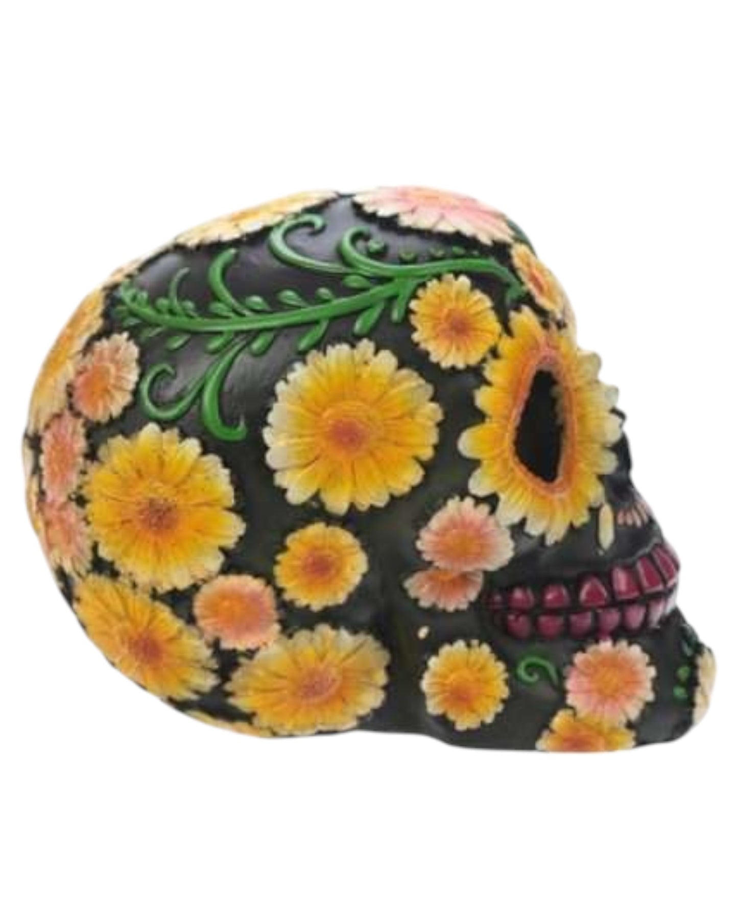 Day of the Dead Skull Head with Daisy Floral Motif