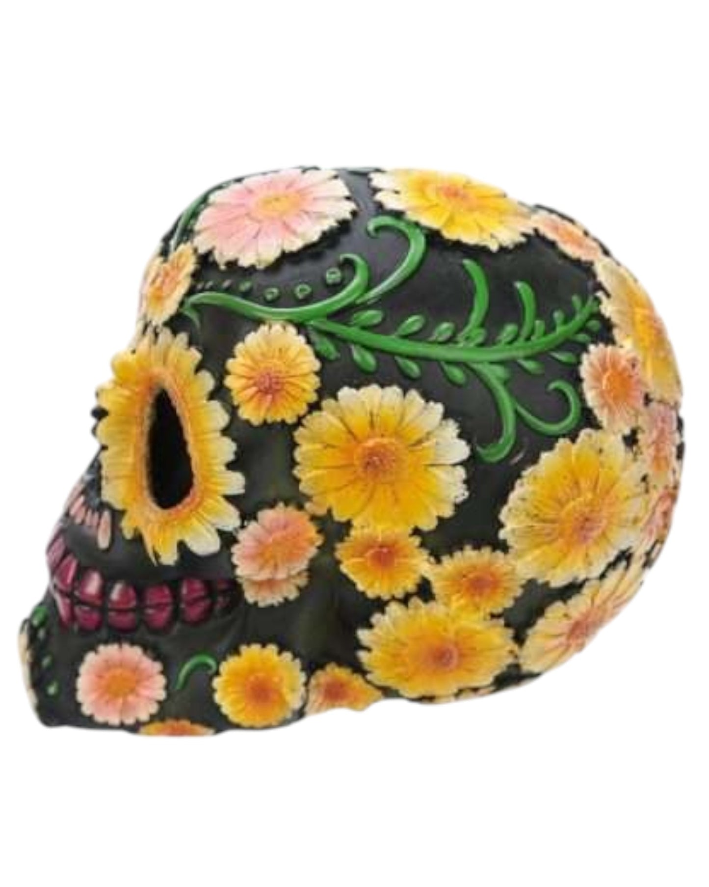 Day of the Dead Skull Head with Daisy Floral Motif