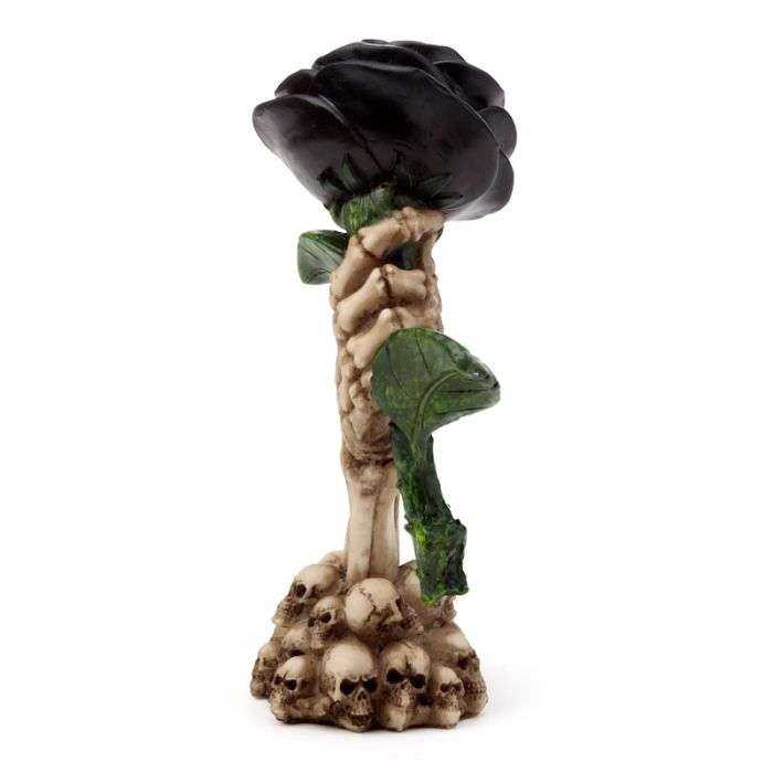 Skeleton Hand Holding Black Rose Decoration